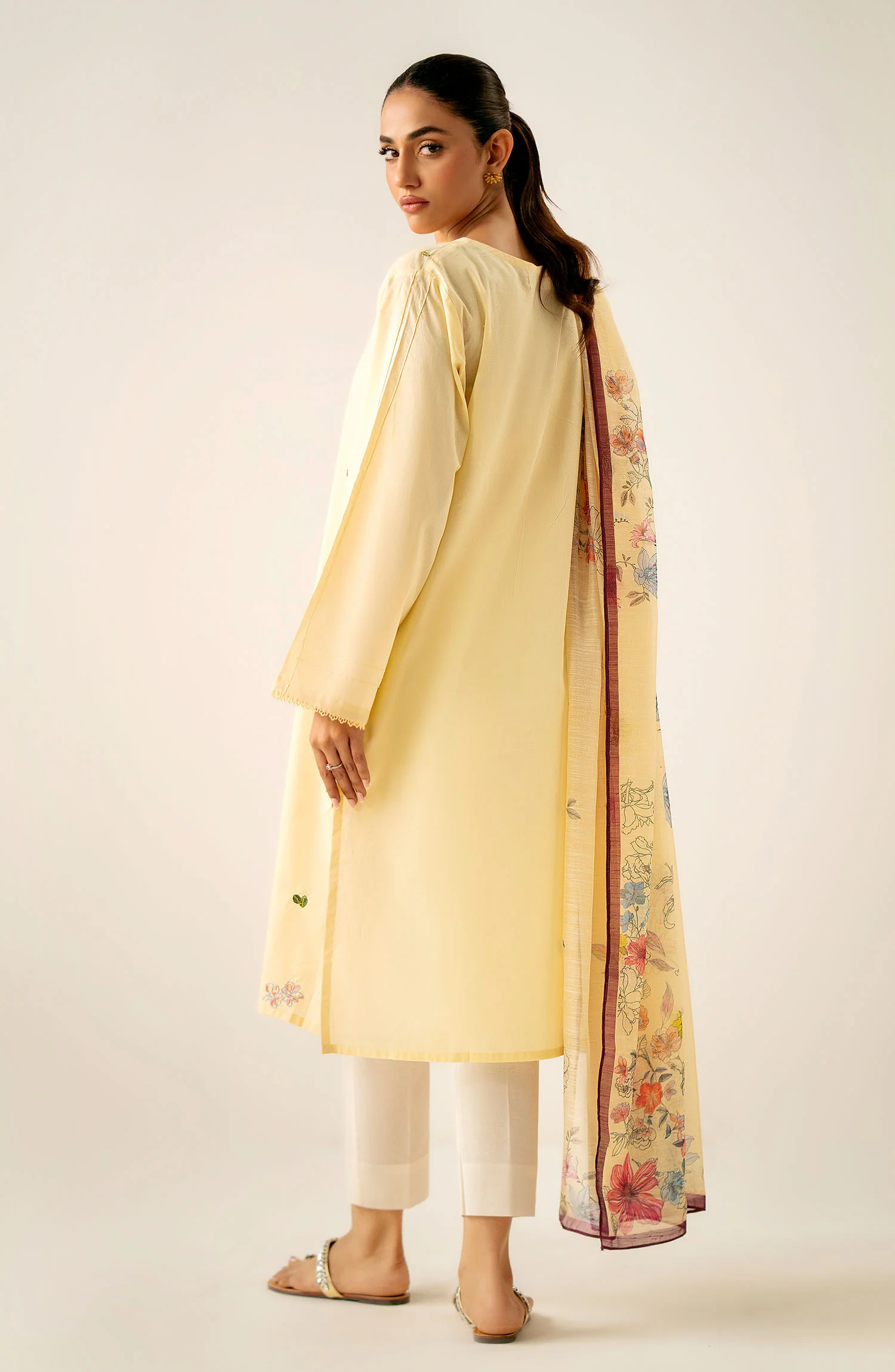 Stitched 2 Piece Embroidered Cambric Suit - Image 4