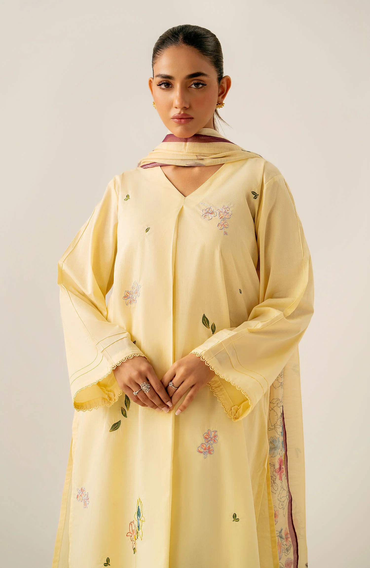 Stitched 2 Piece Embroidered Cambric Suit - Image 5