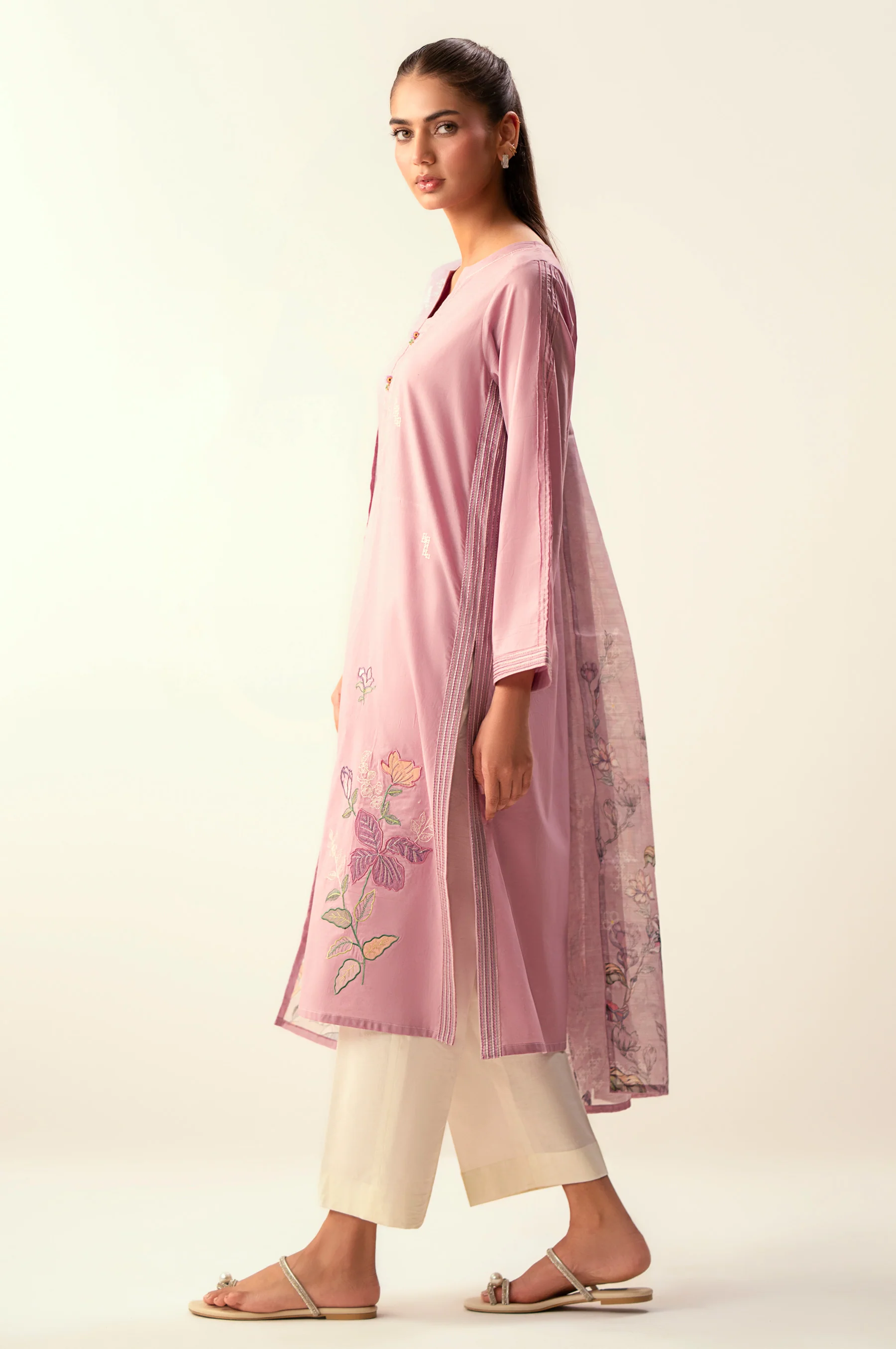 Stitched 2 Piece Embroidered Cambric Suit - Image 3