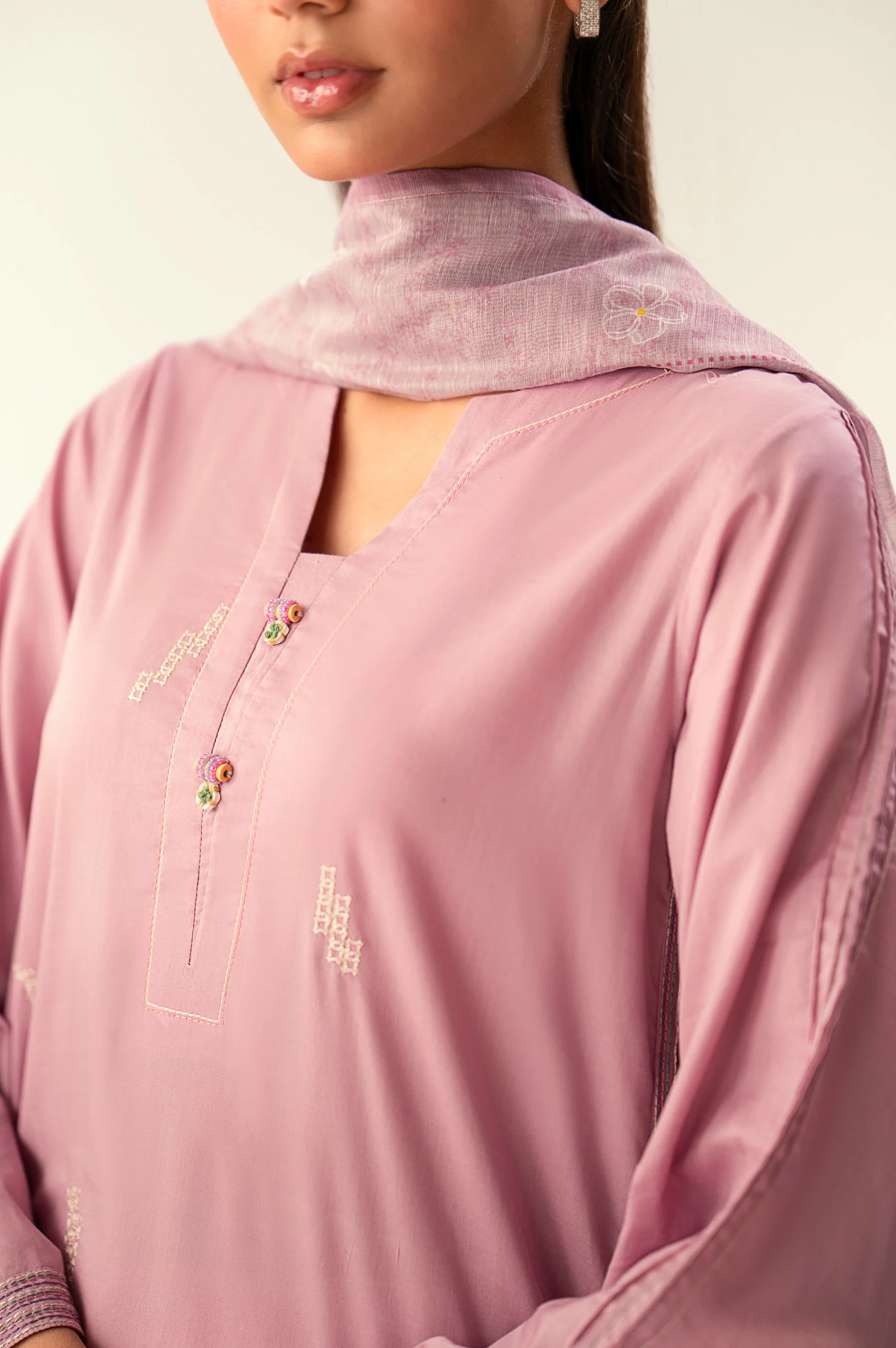 Stitched 2 Piece Embroidered Cambric Suit - Image 6