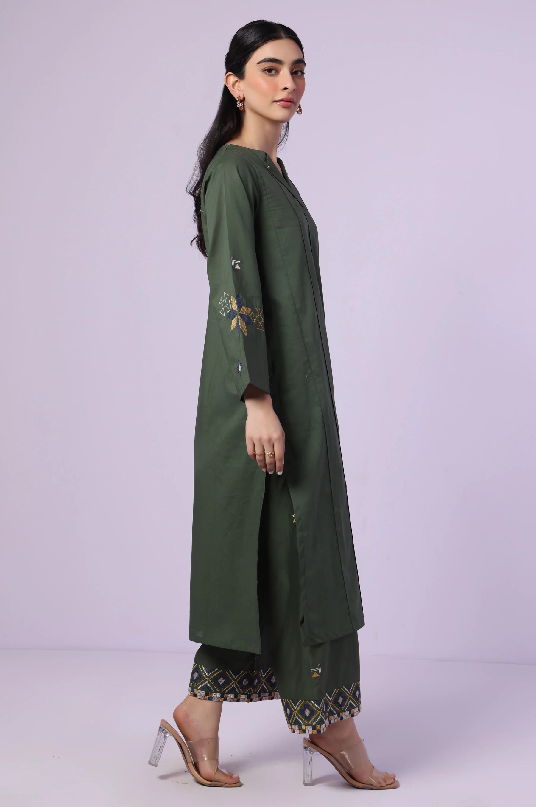 Stitched 2 Piece Embroidered Cambric Suit - Image 4