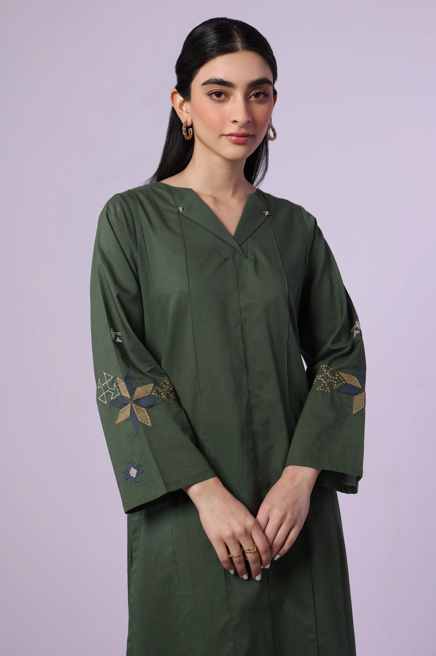 Stitched 2 Piece Embroidered Cambric Suit - Image 5