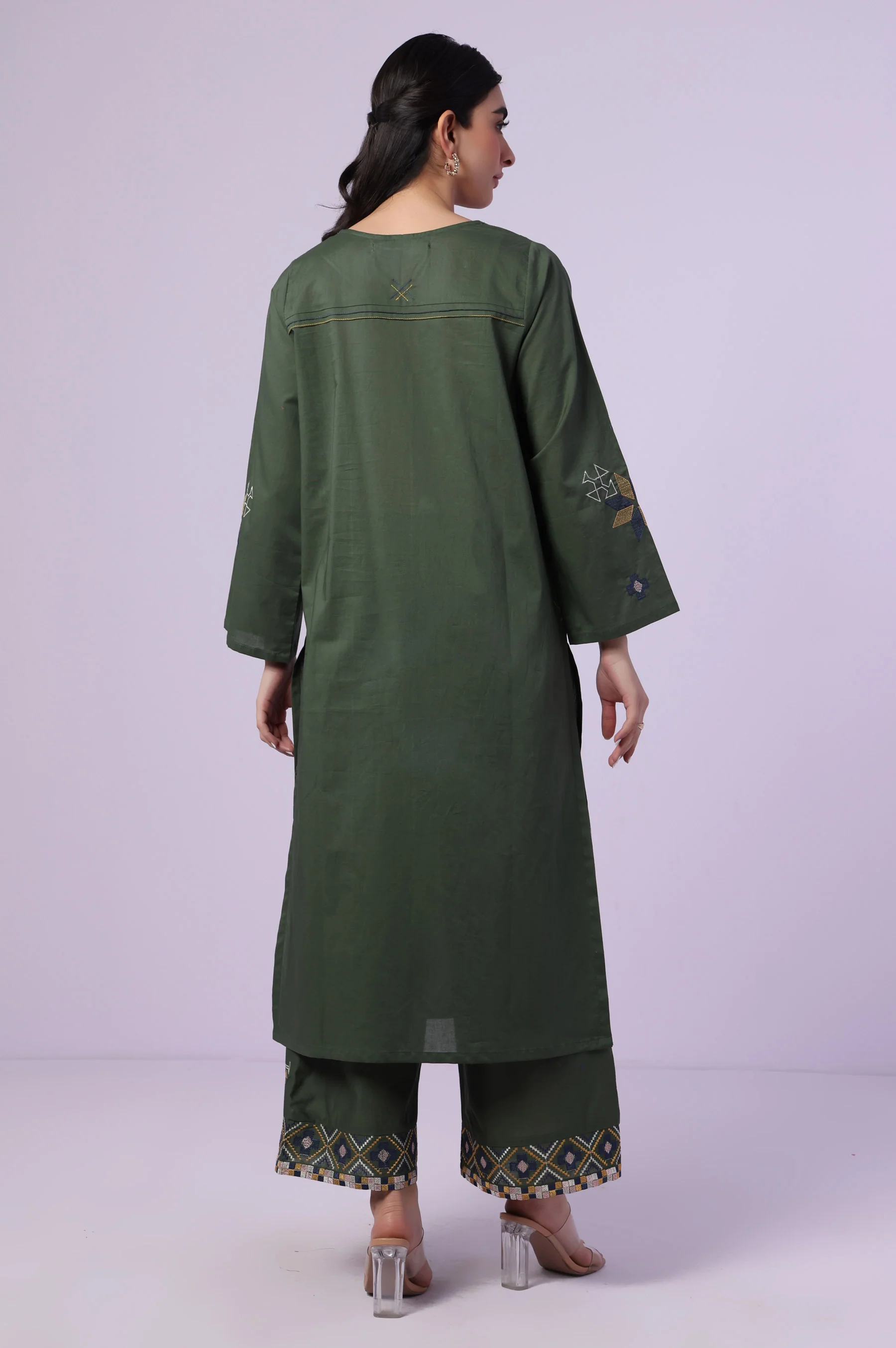 Stitched 2 Piece Embroidered Cambric Suit - Image 6
