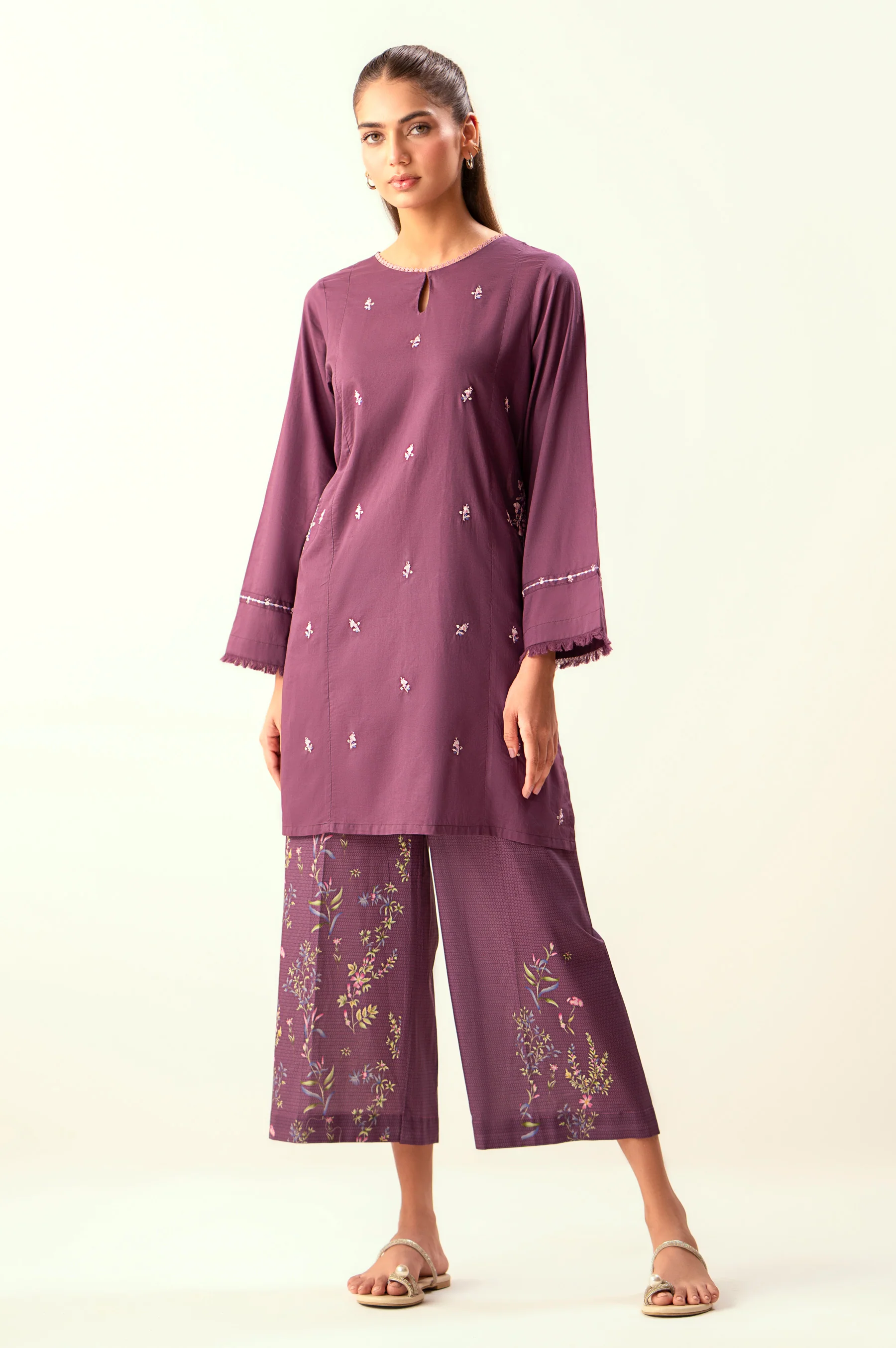 Stitched 2 Piece Embroidered Cambric Suit - Image 3