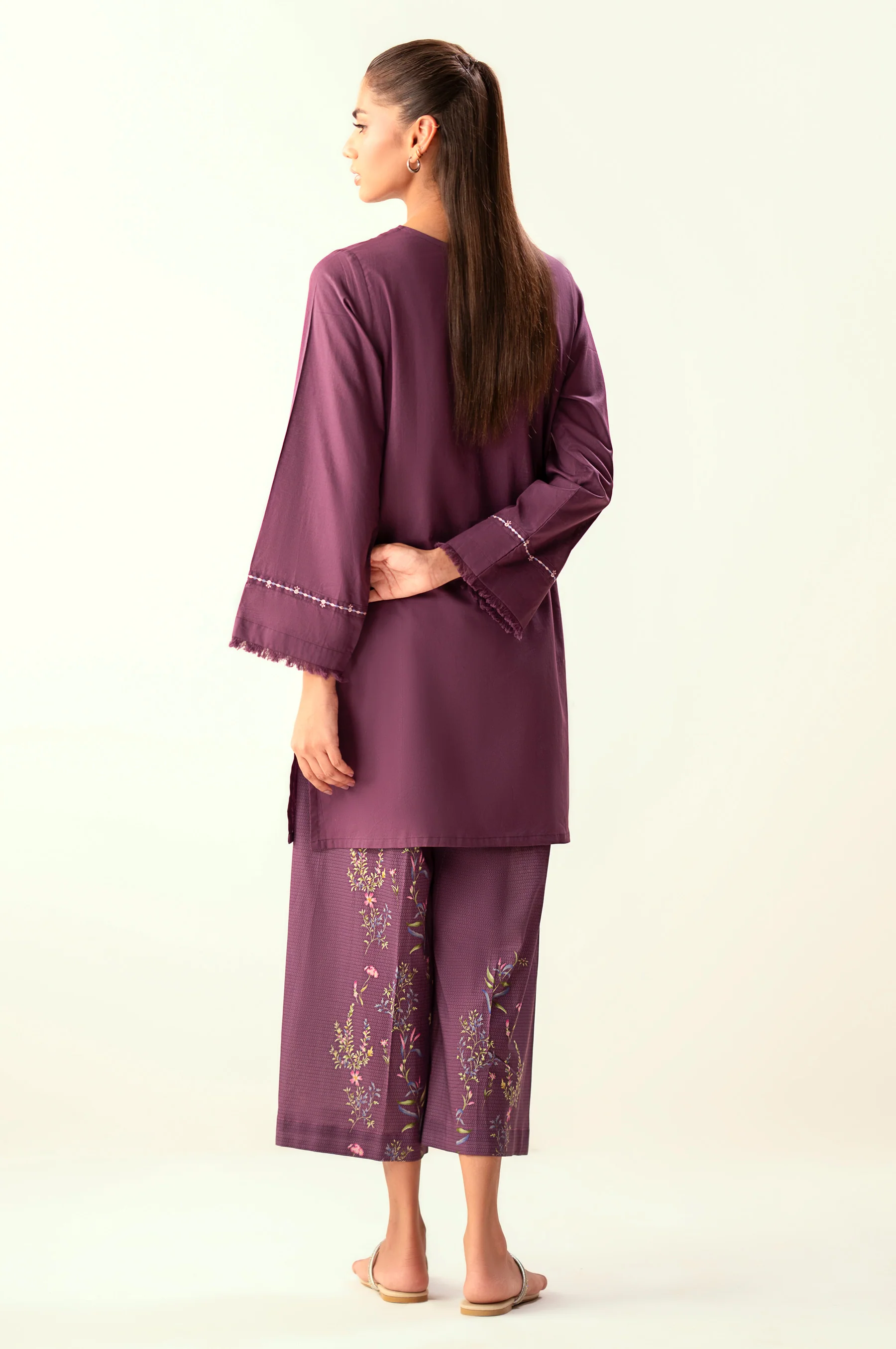 Stitched 2 Piece Embroidered Cambric Suit - Image 4