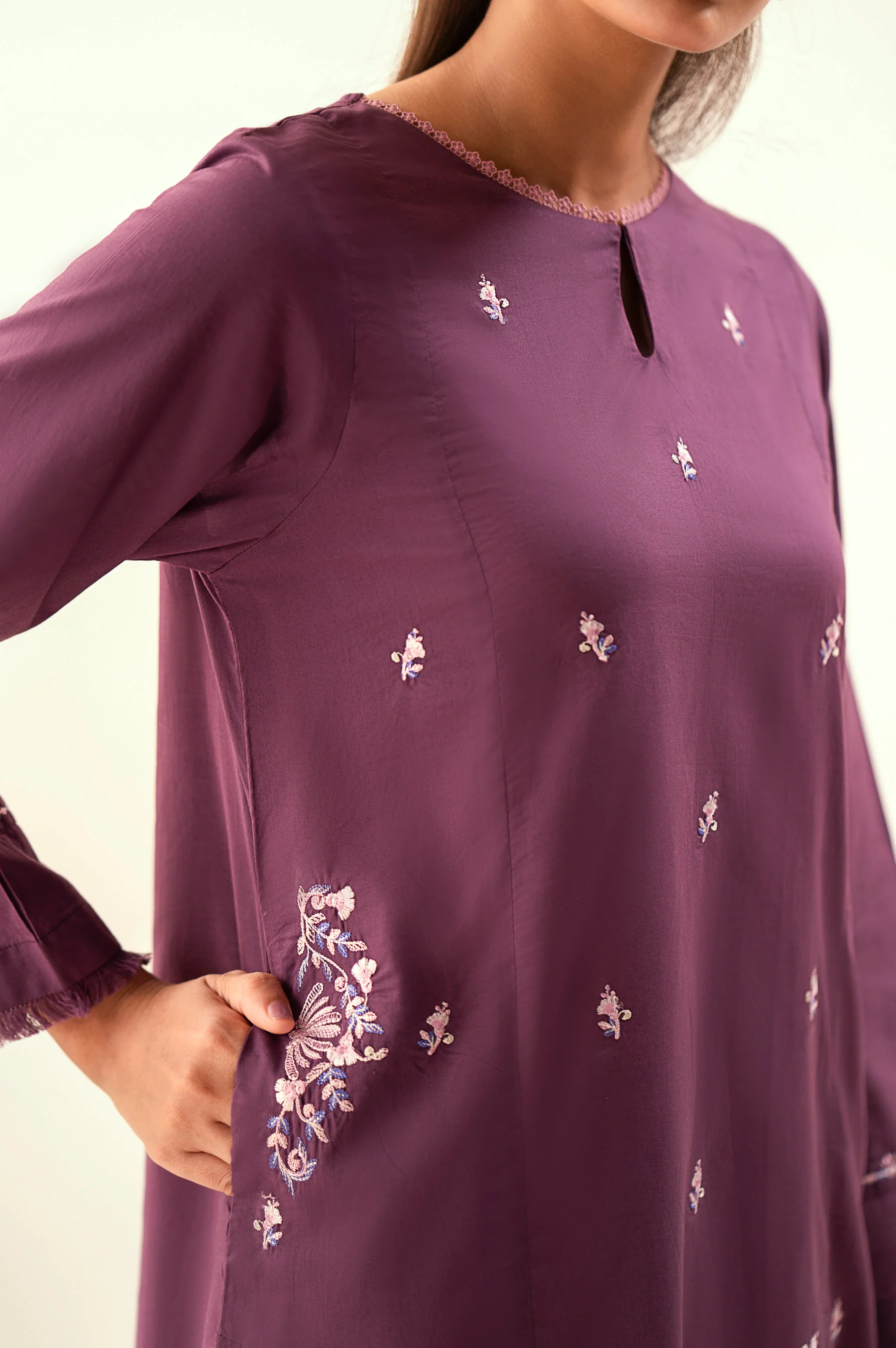 Stitched 2 Piece Embroidered Cambric Suit - Image 6