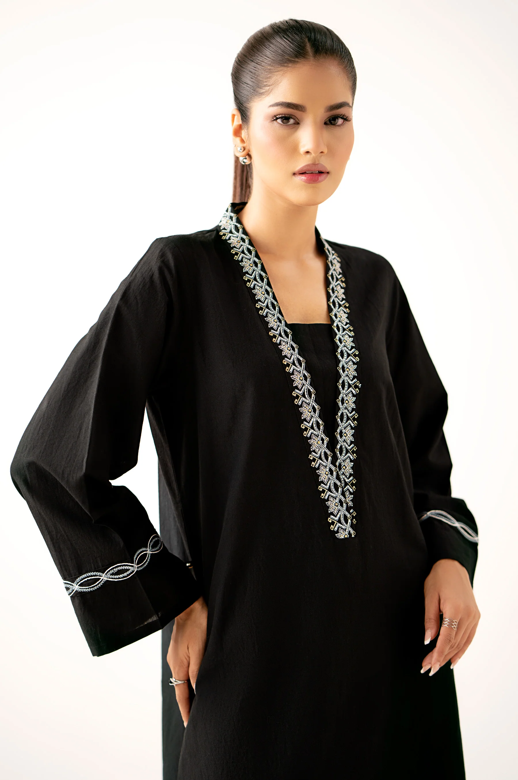 Stitched 2 Piece Embroidered Cambric Suit - Image 4