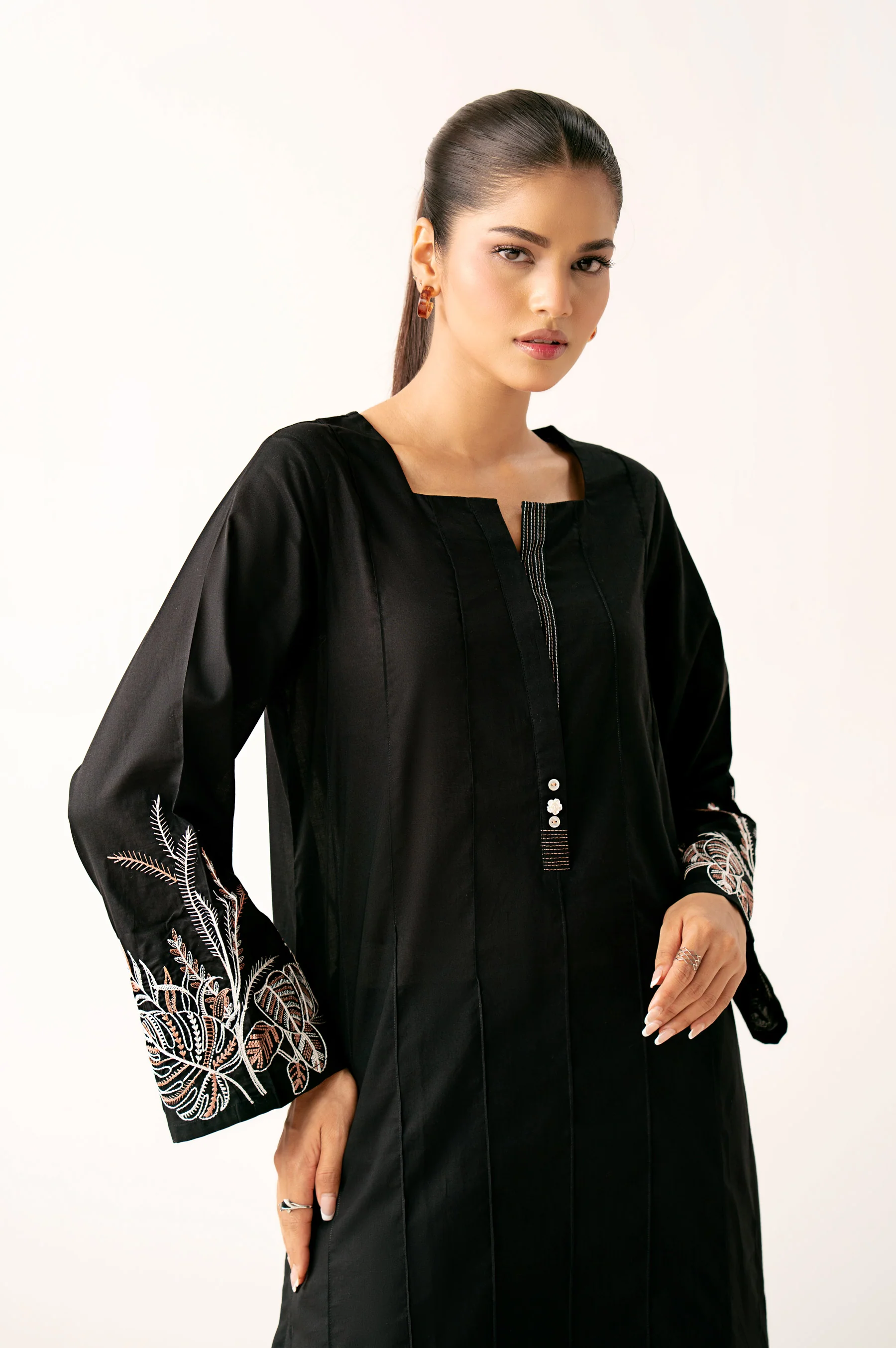 Stitched 2 Piece Embroidered Cambric Suit - Image 2