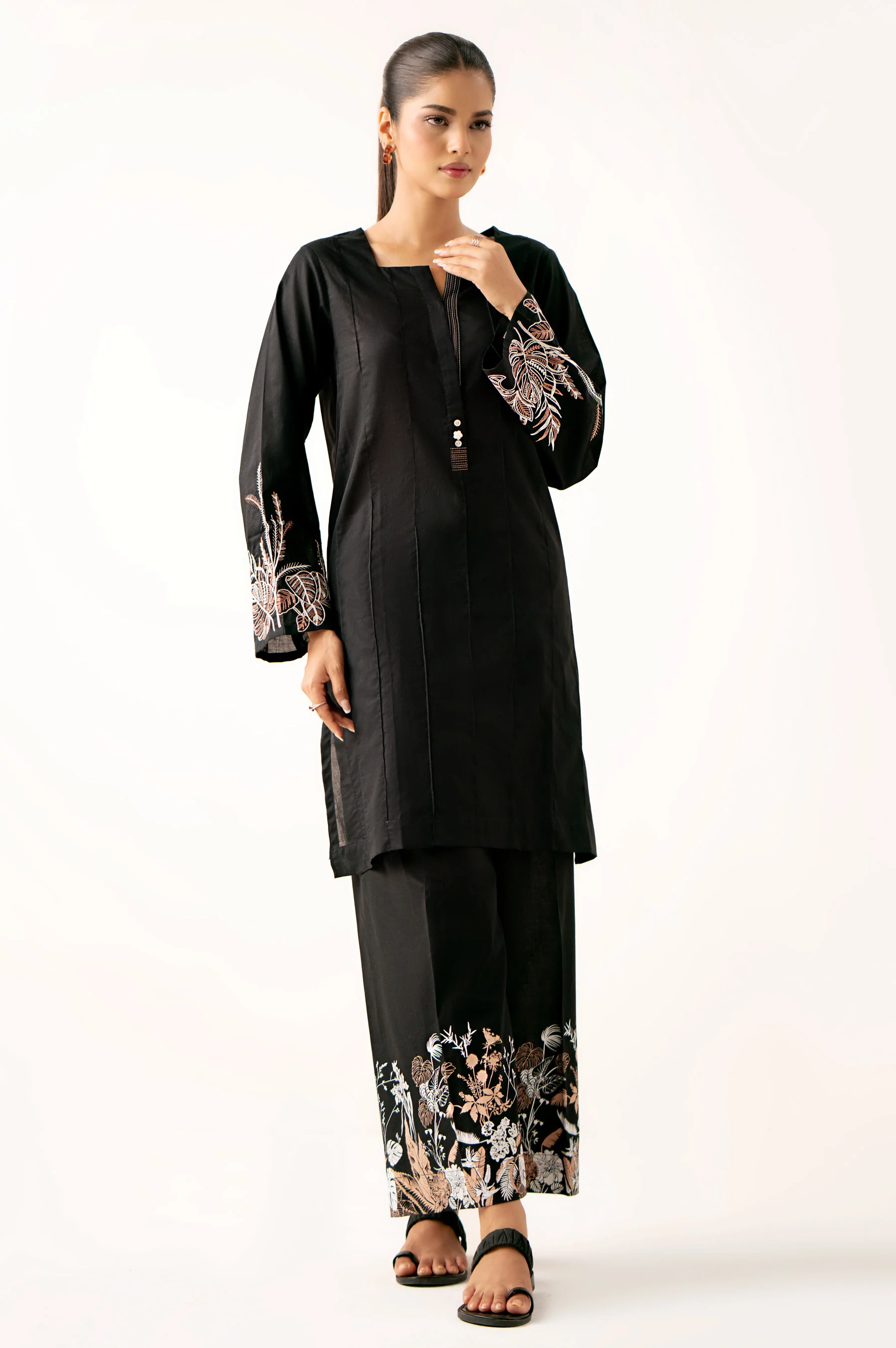Stitched 2 Piece Embroidered Cambric Suit - Image 4