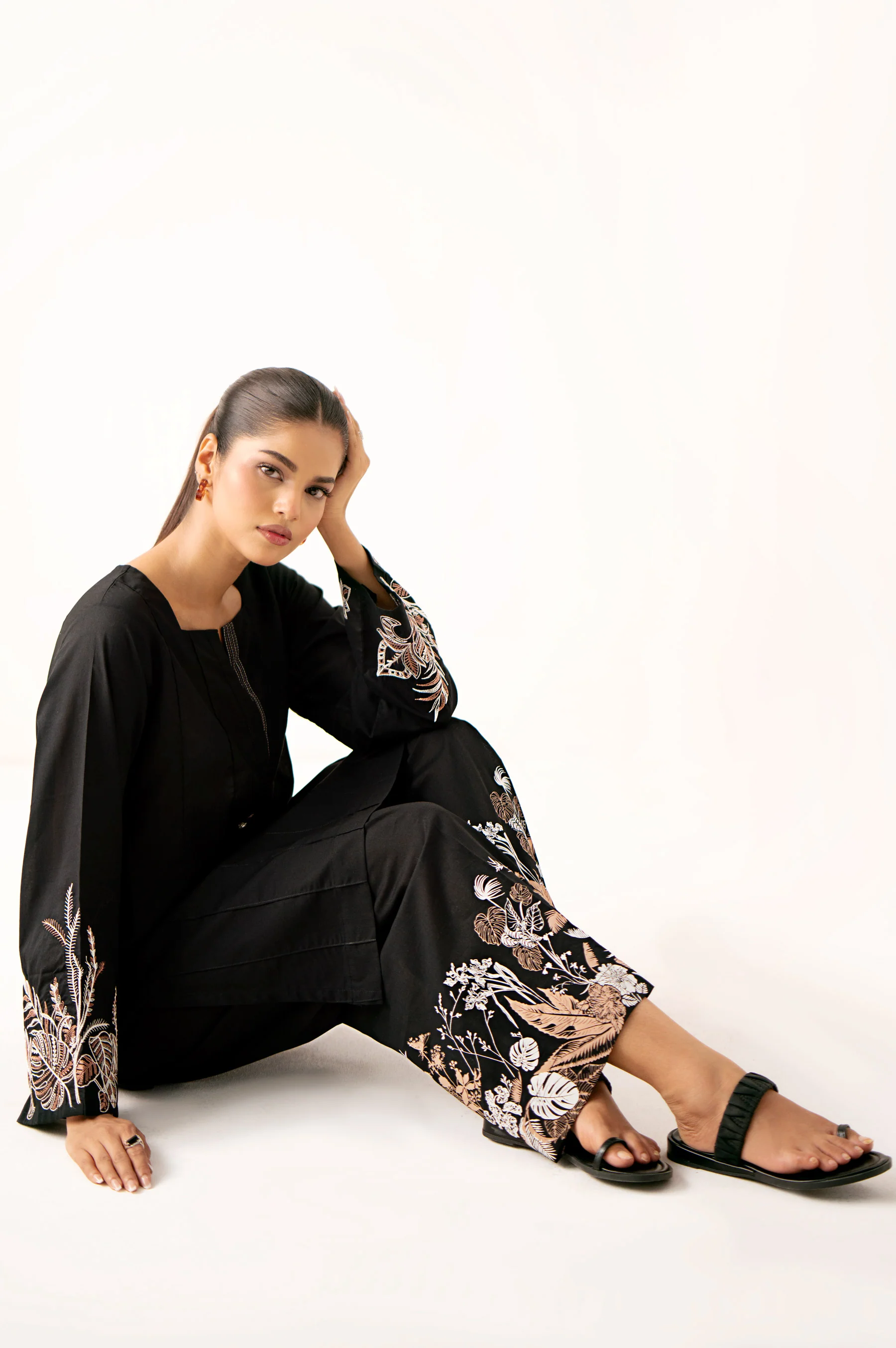 Stitched 2 Piece Embroidered Cambric Suit - Image 5