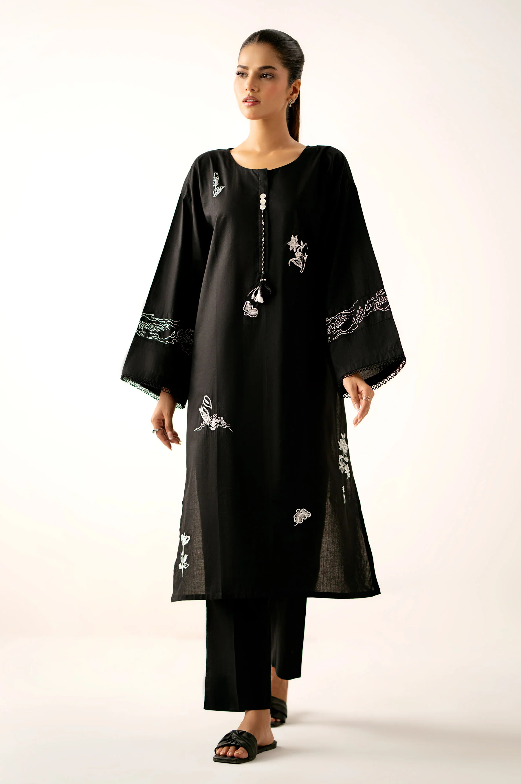 Stitched 2 Piece Embroidered Cambric Suit - Image 4