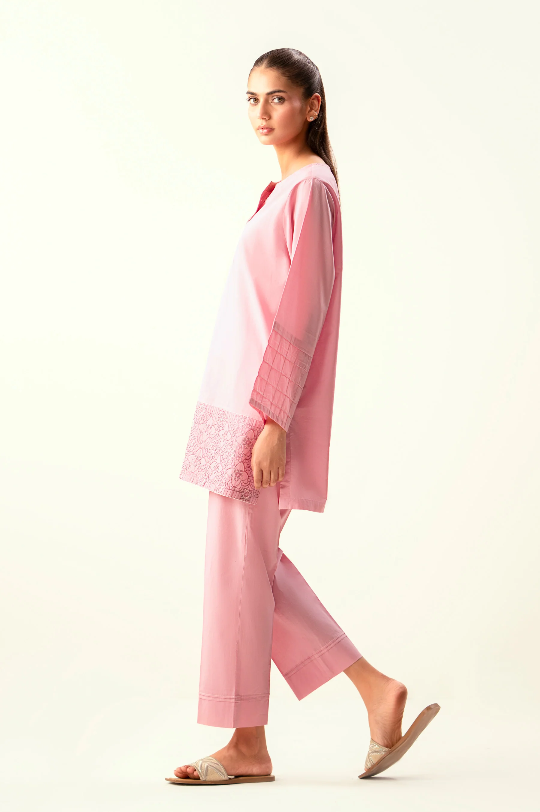 Stitched 2 Piece Embroidered Cambric Suit - Image 3
