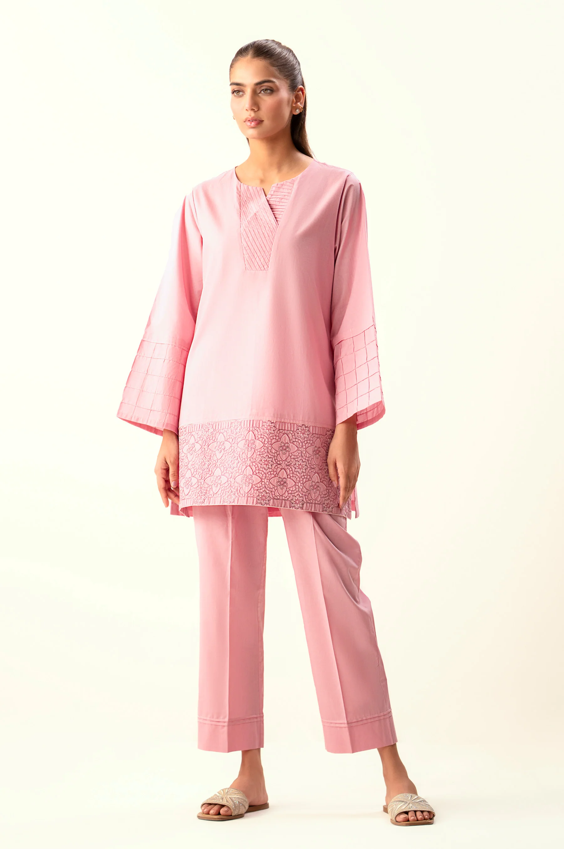 Stitched 2 Piece Embroidered Cambric Suit - Image 6