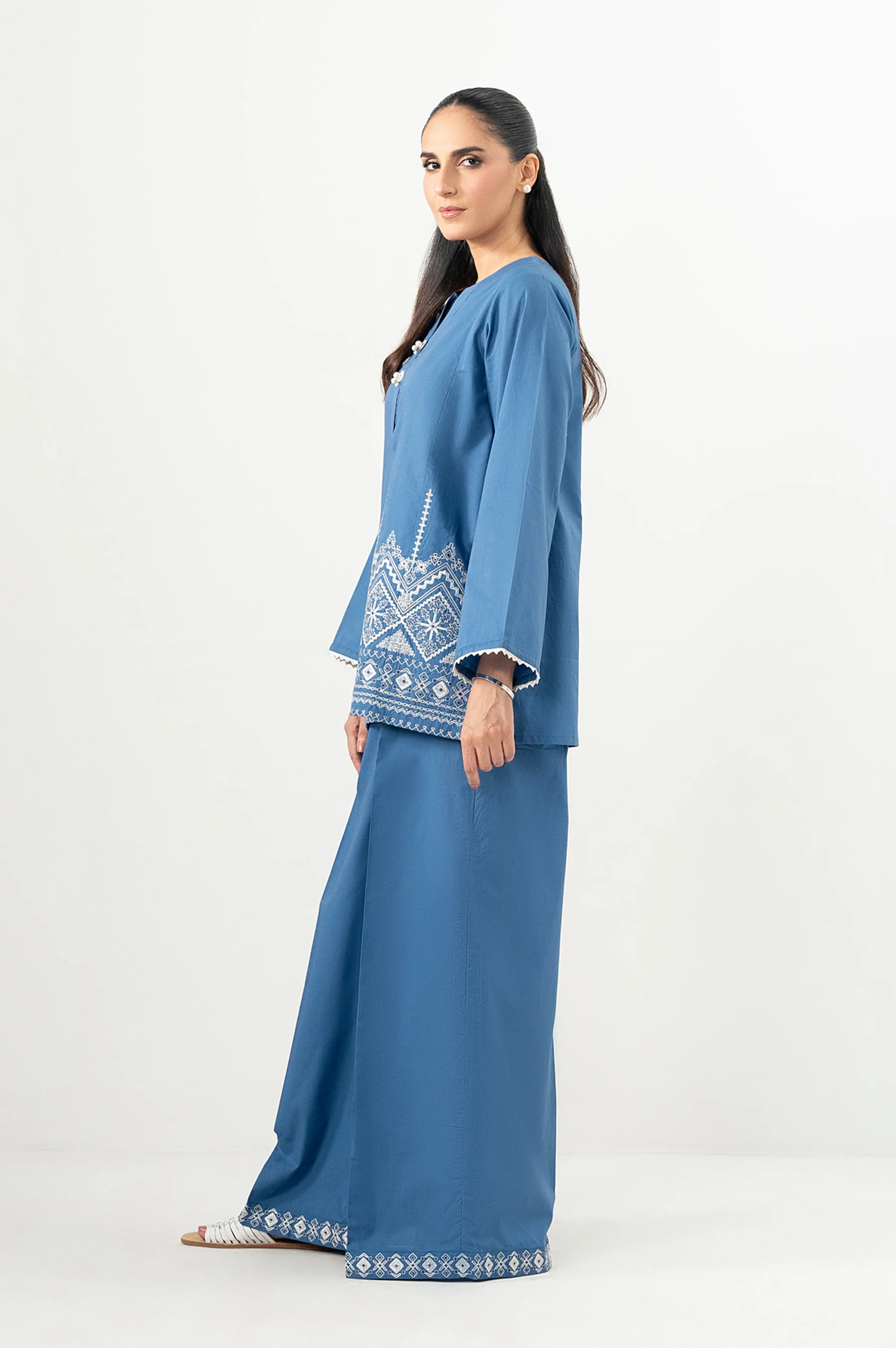 Stitched 2 Piece Embroidered Cambric Suit - Image 4