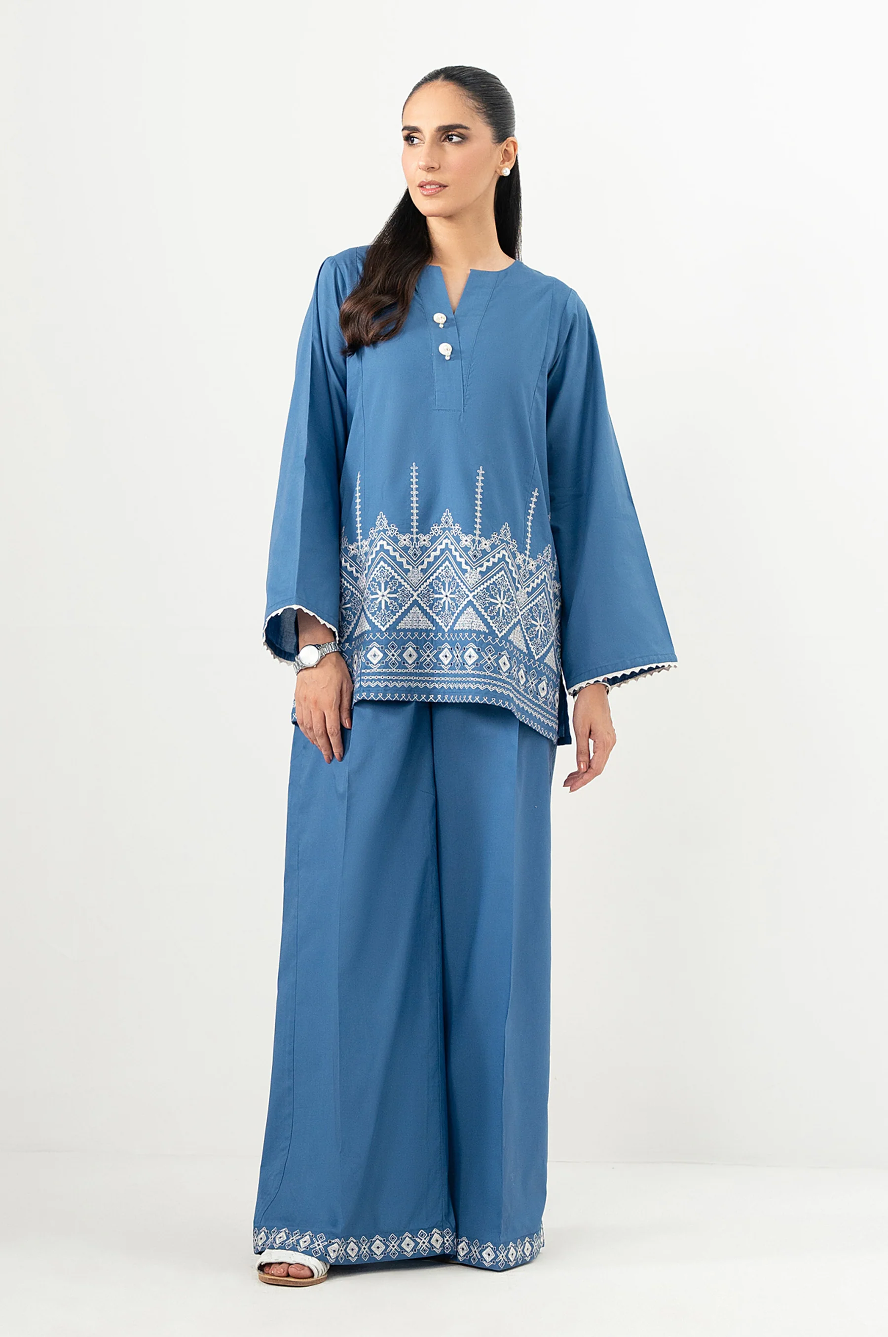 Stitched 2 Piece Embroidered Cambric Suit - Image 6