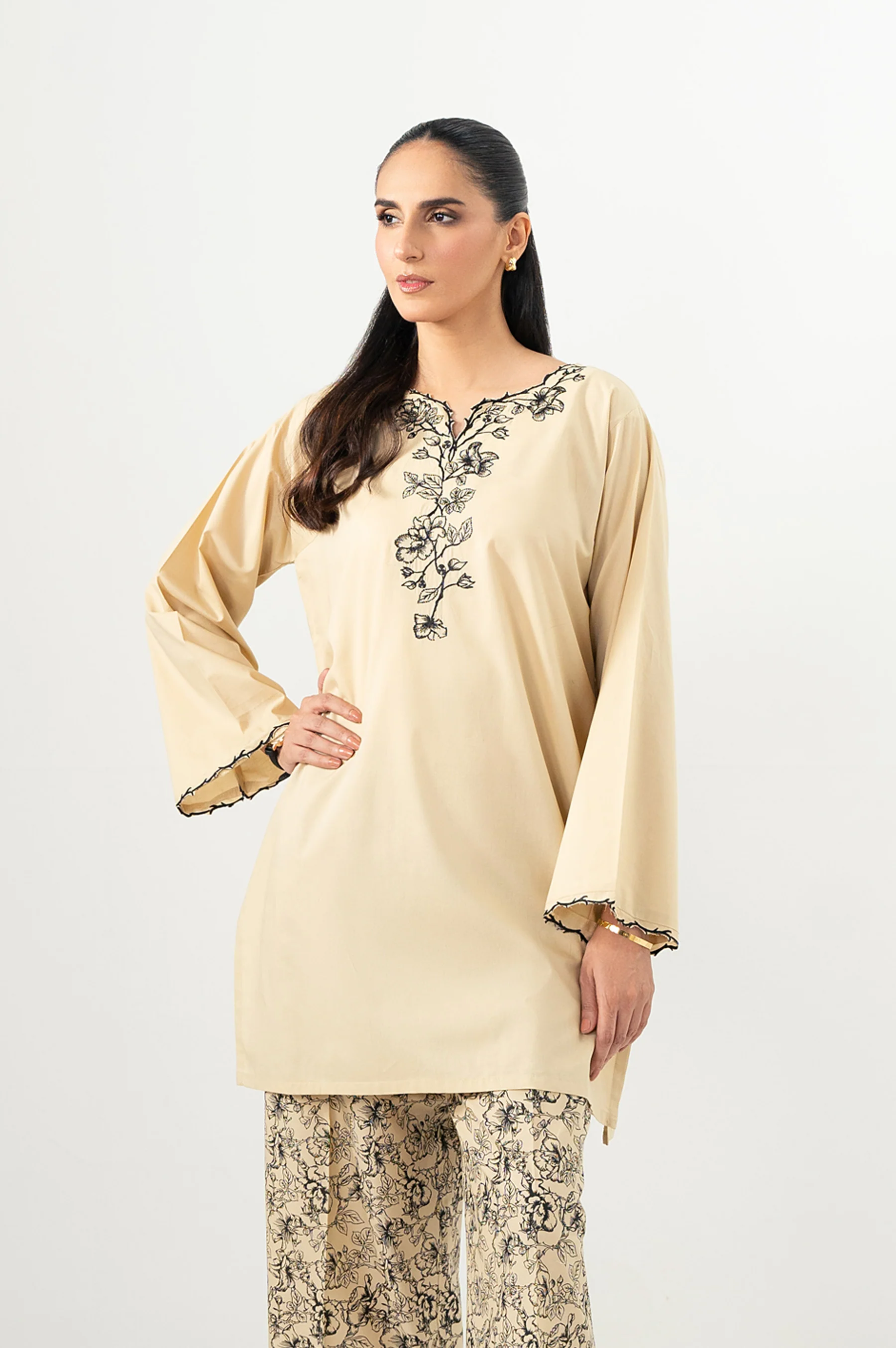 Stitched 2 Piece Embroidered Cambric Suit - Image 3