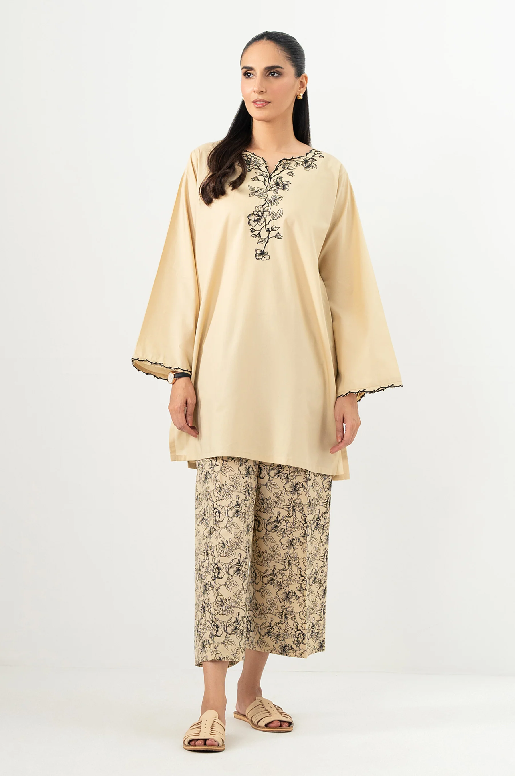 Stitched 2 Piece Embroidered Cambric Suit - Image 6