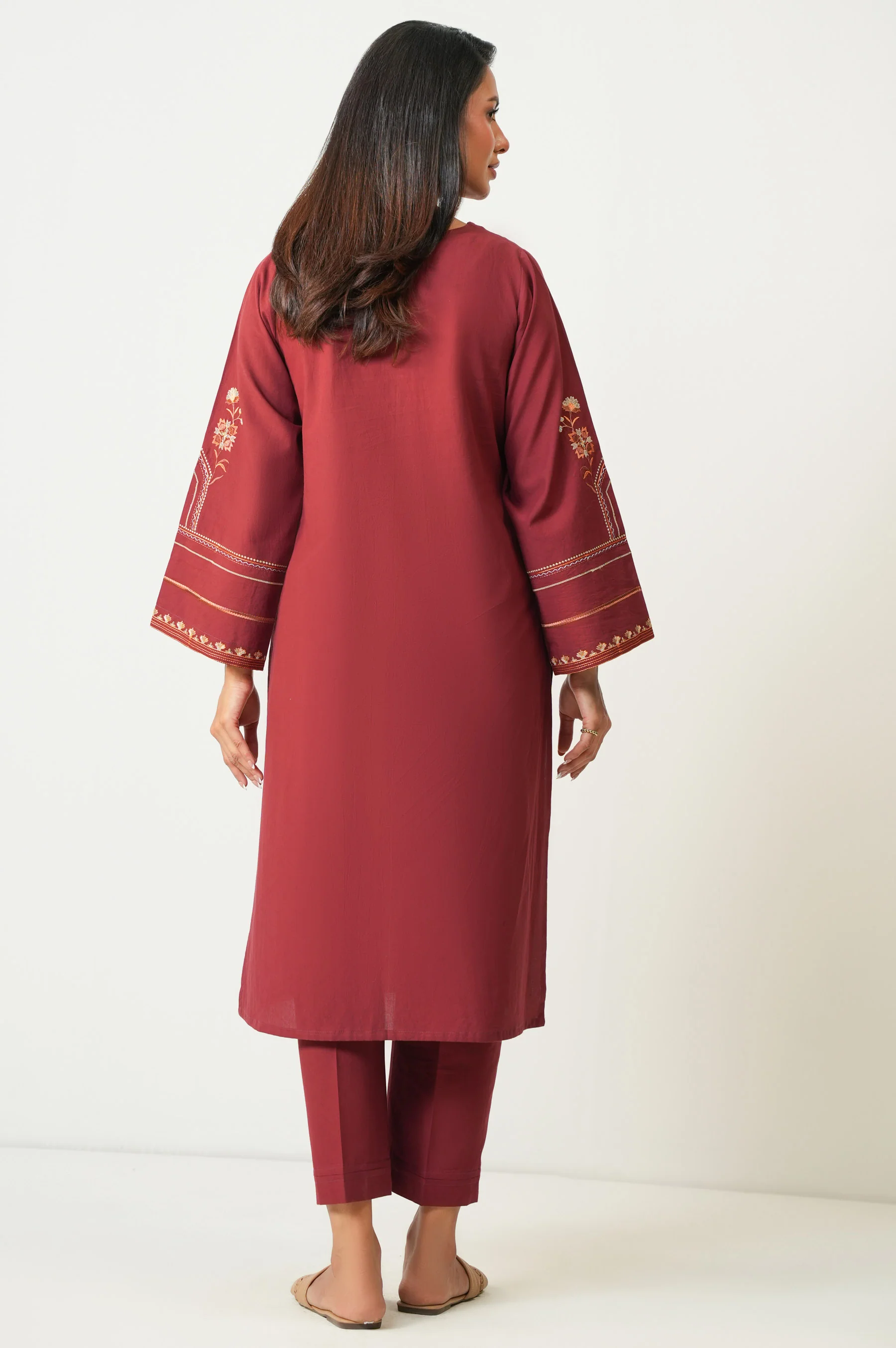 Stitched 2 Piece Embroidered Cambric Suit - Image 4