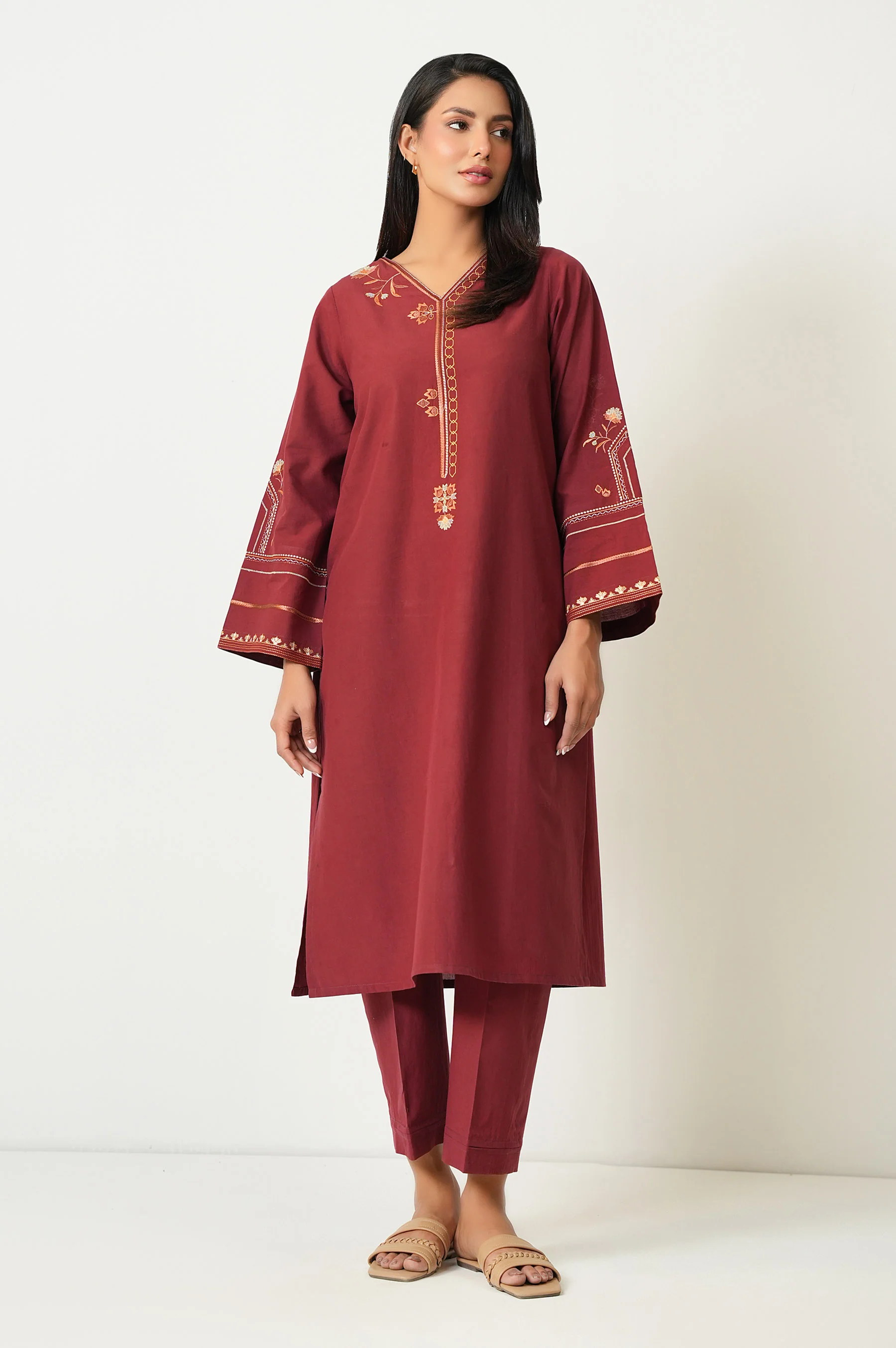 Stitched 2 Piece Embroidered Cambric Suit - Image 6