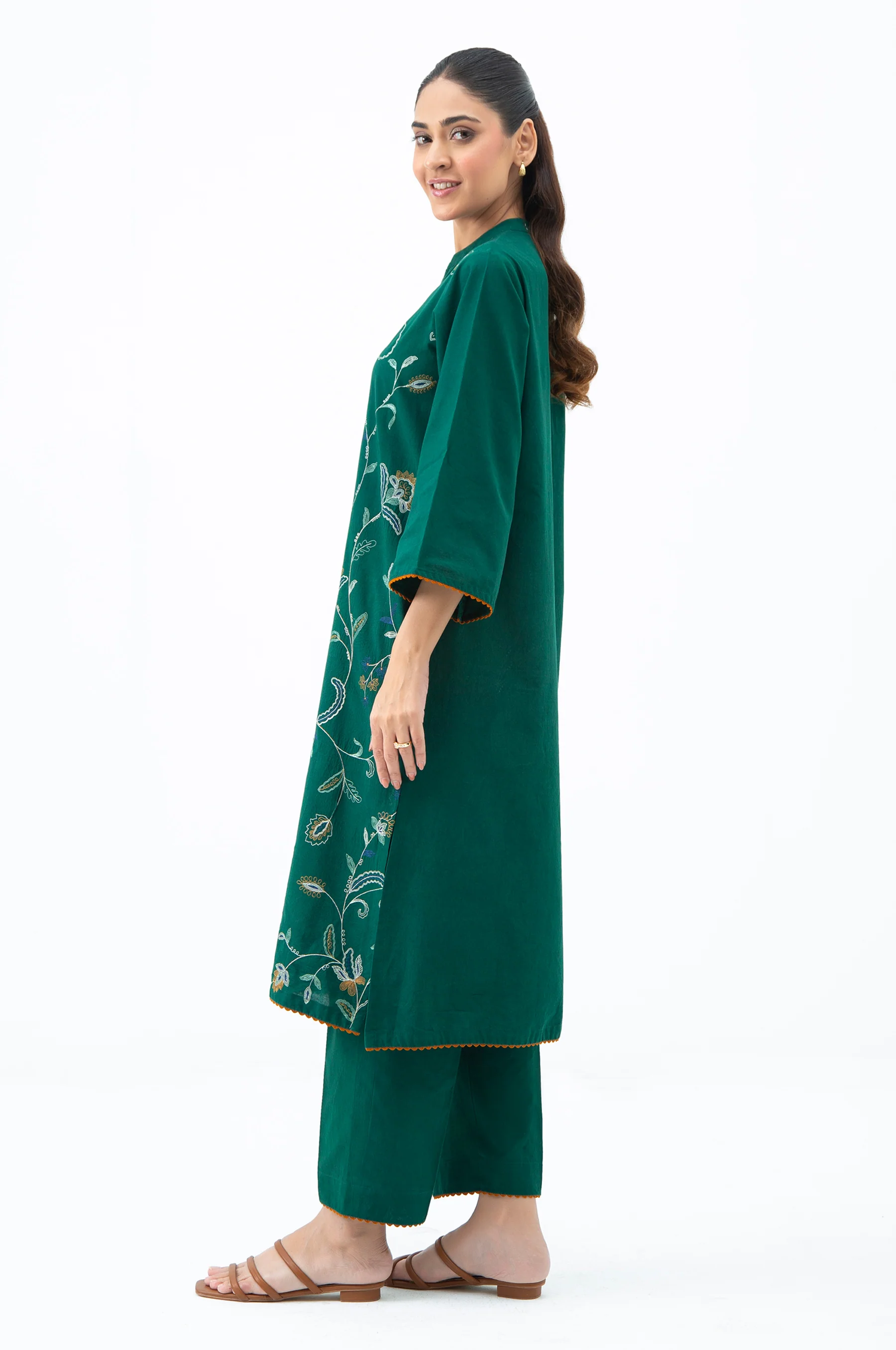 STITCHED EMBROIDERED CAMBRIC SHIRT BOTTOM - Image 5