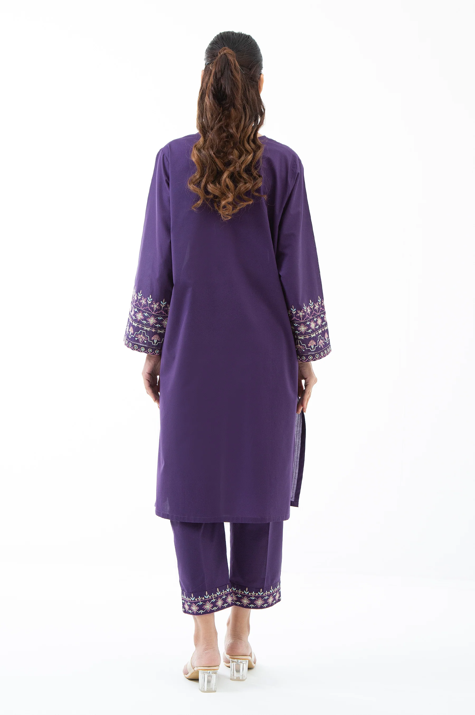 STITCHED EMBROIDERED CAMBRIC SHIRT BOTTOM - Image 5