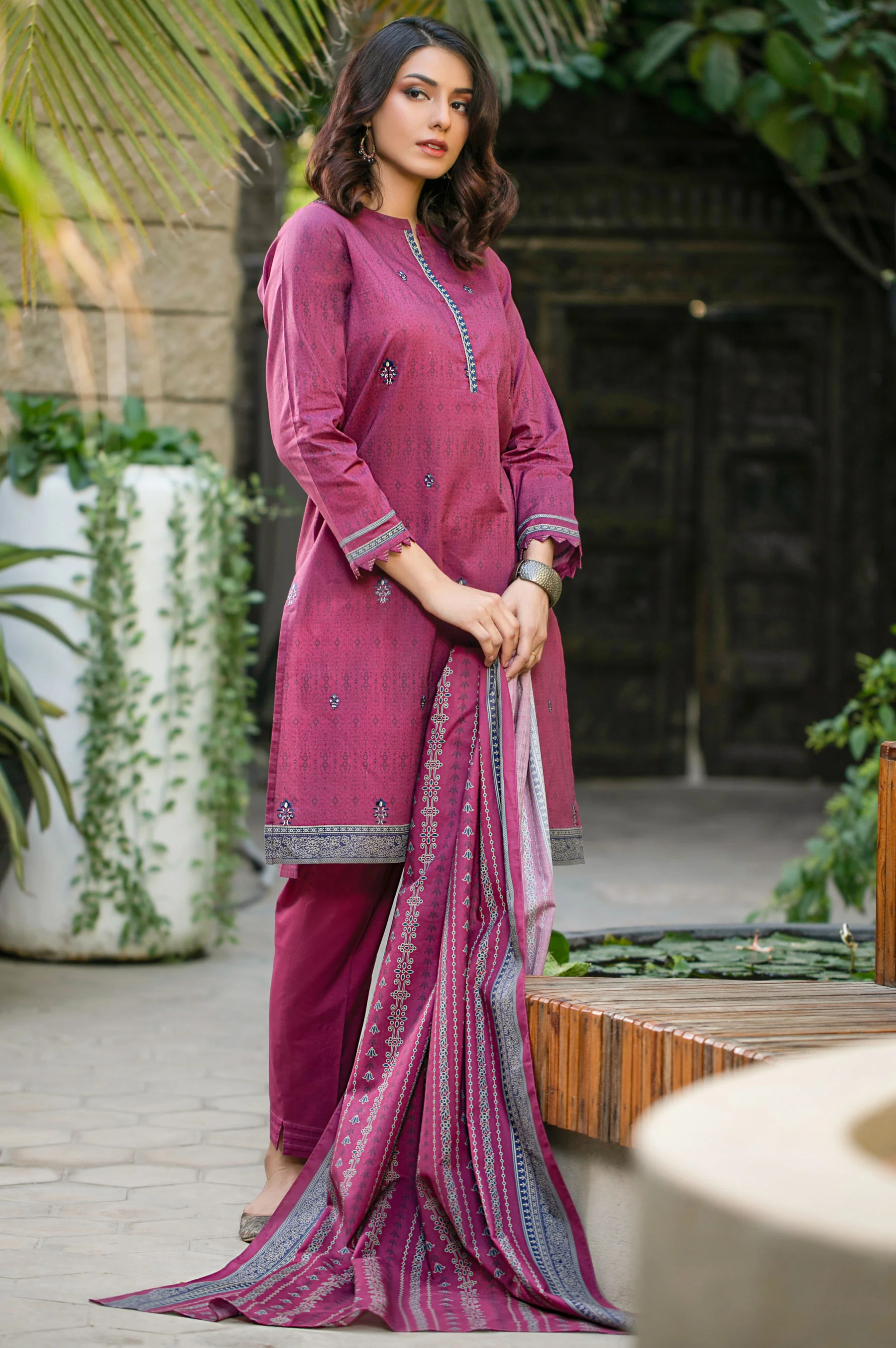 Stitched 2 Piece Embroidered Cambric Suit - Image 4