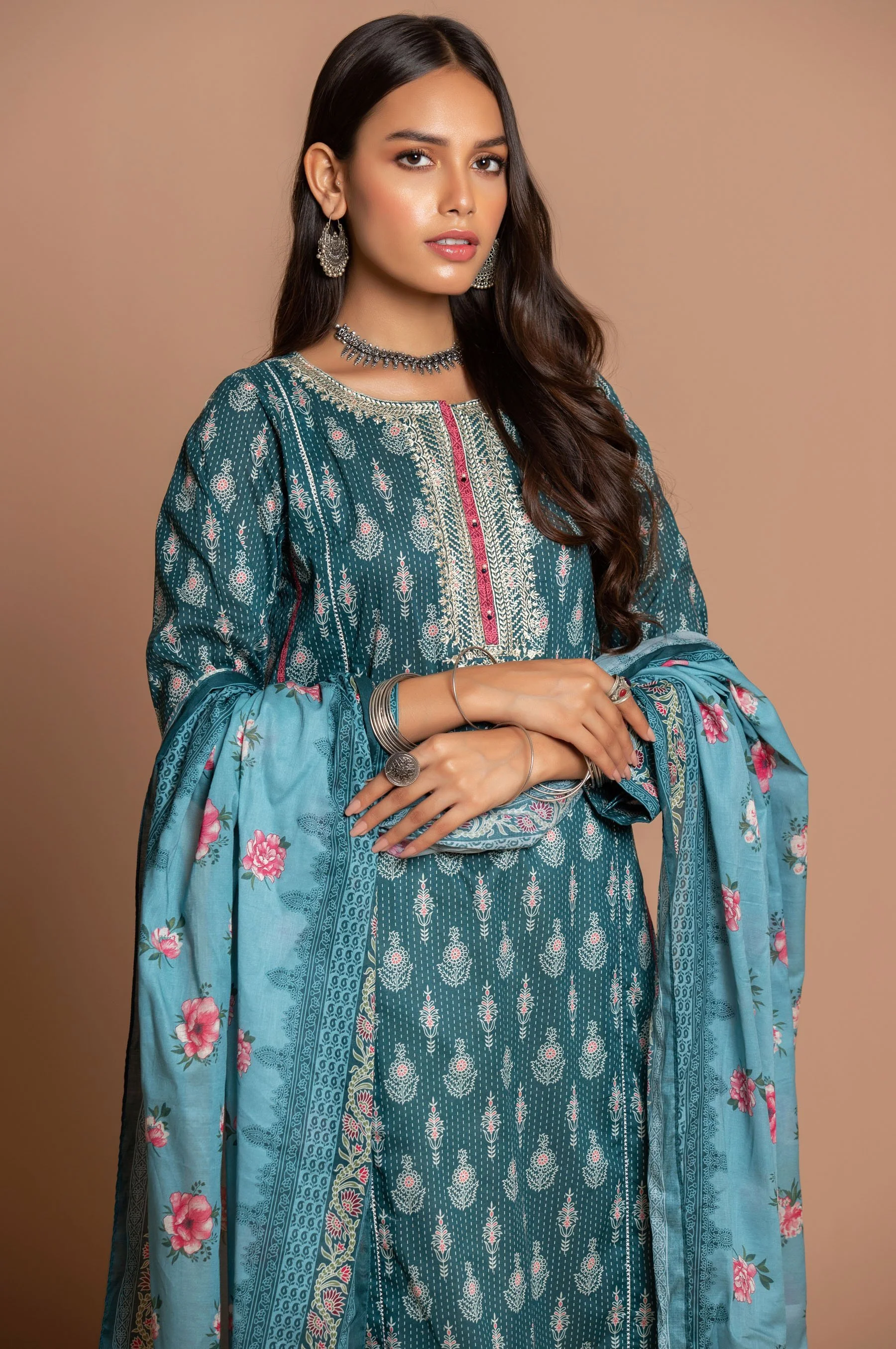 Stitched 2 Piece Embroidered Cambric Suit - Image 3
