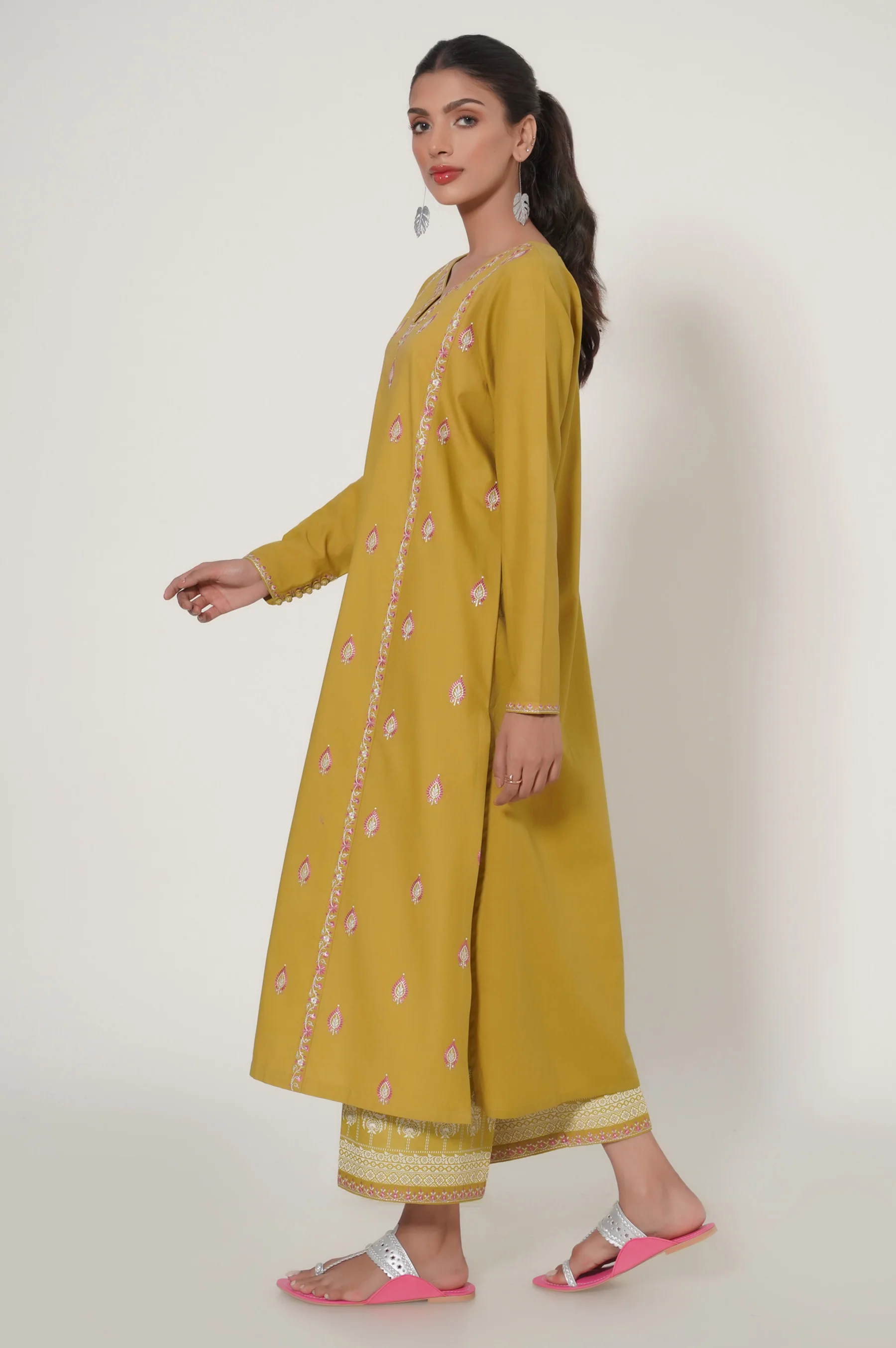 Stitched 2 Piece Embroidered Cambric Suit - Image 4