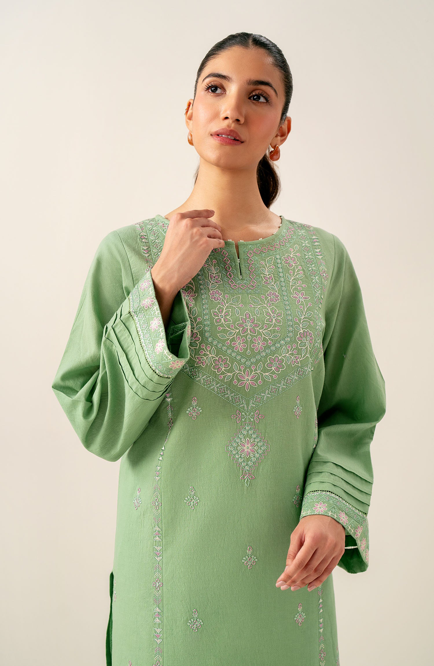 Stitched 2 Piece Embroidered Cambric Suit - Image 2
