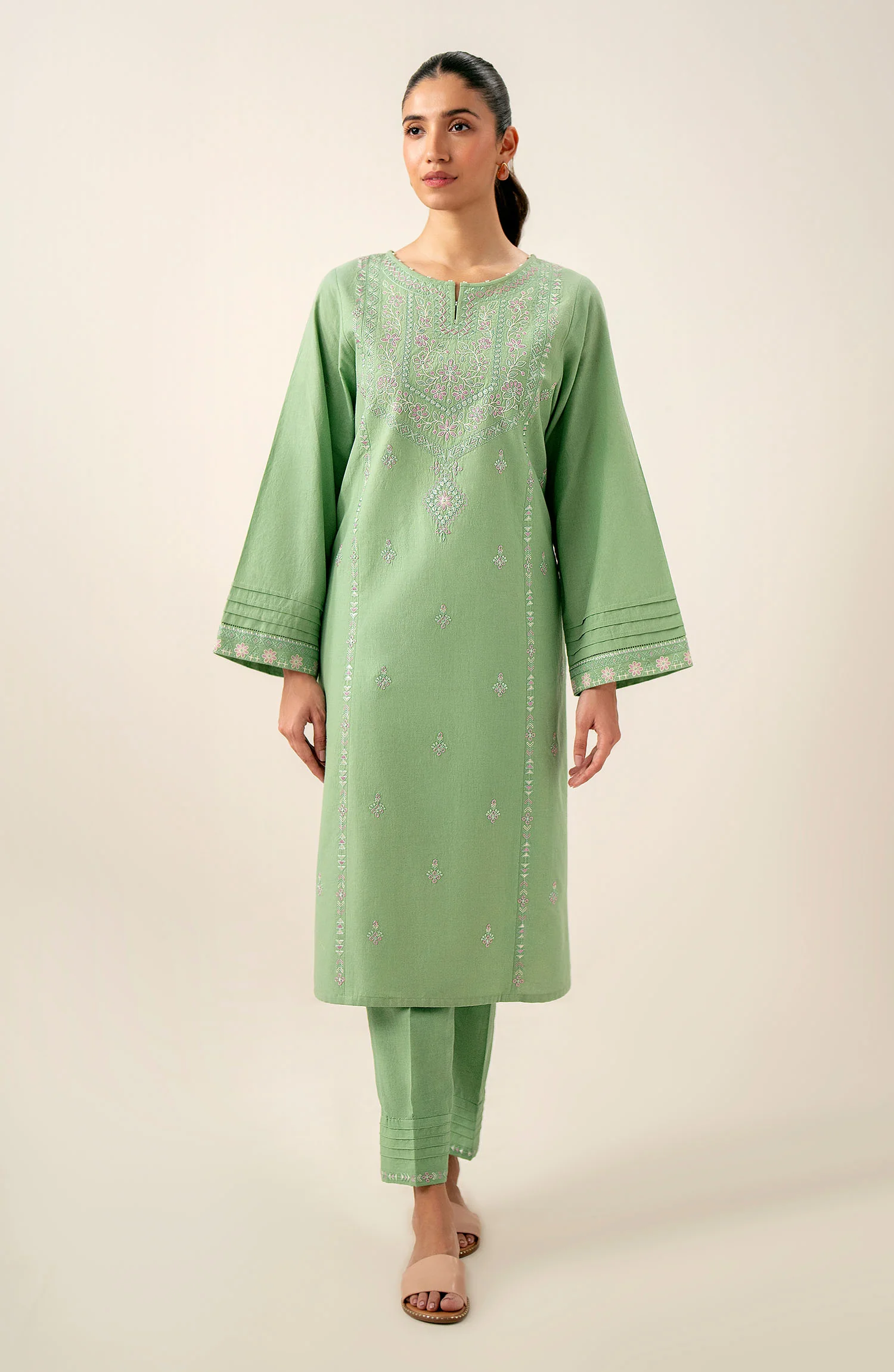 Stitched 2 Piece Embroidered Cambric Suit - Image 3