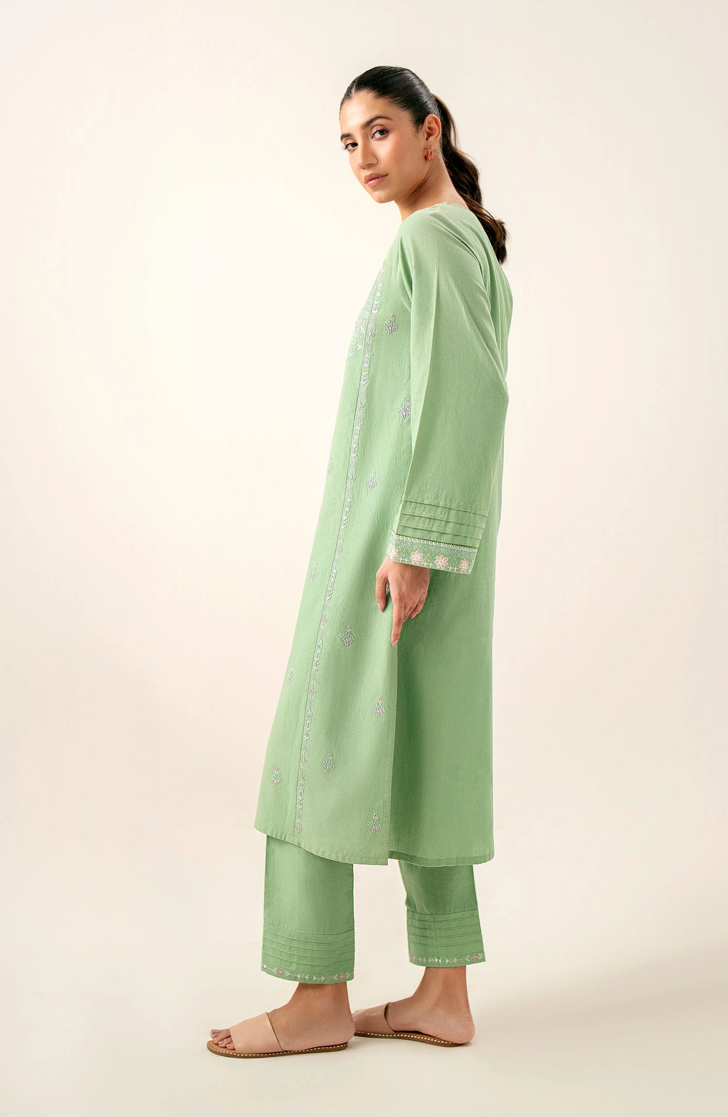Stitched 2 Piece Embroidered Cambric Suit - Image 4