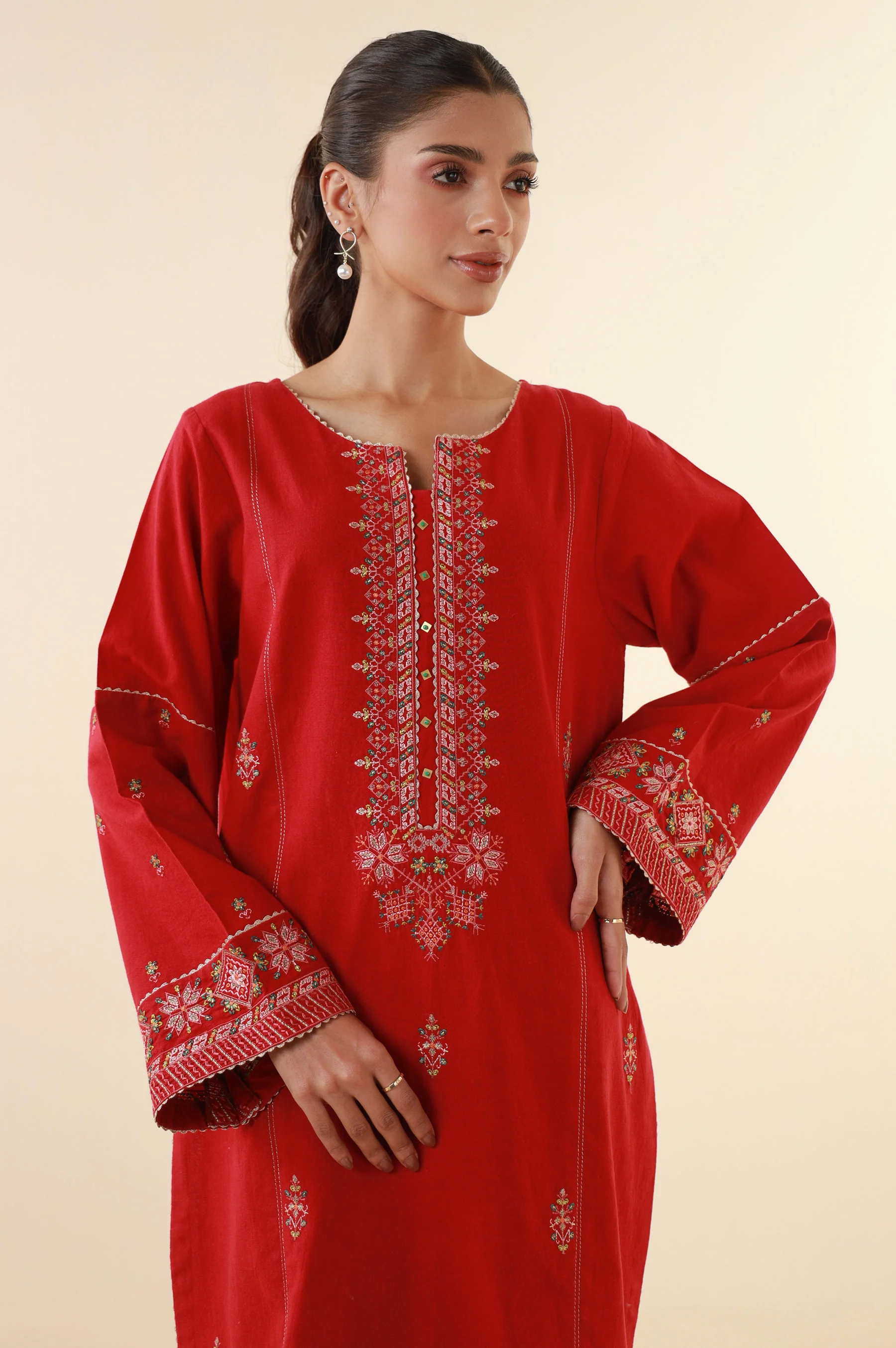 Stitched 2 Piece Embroidered Cambric Suit - Image 3