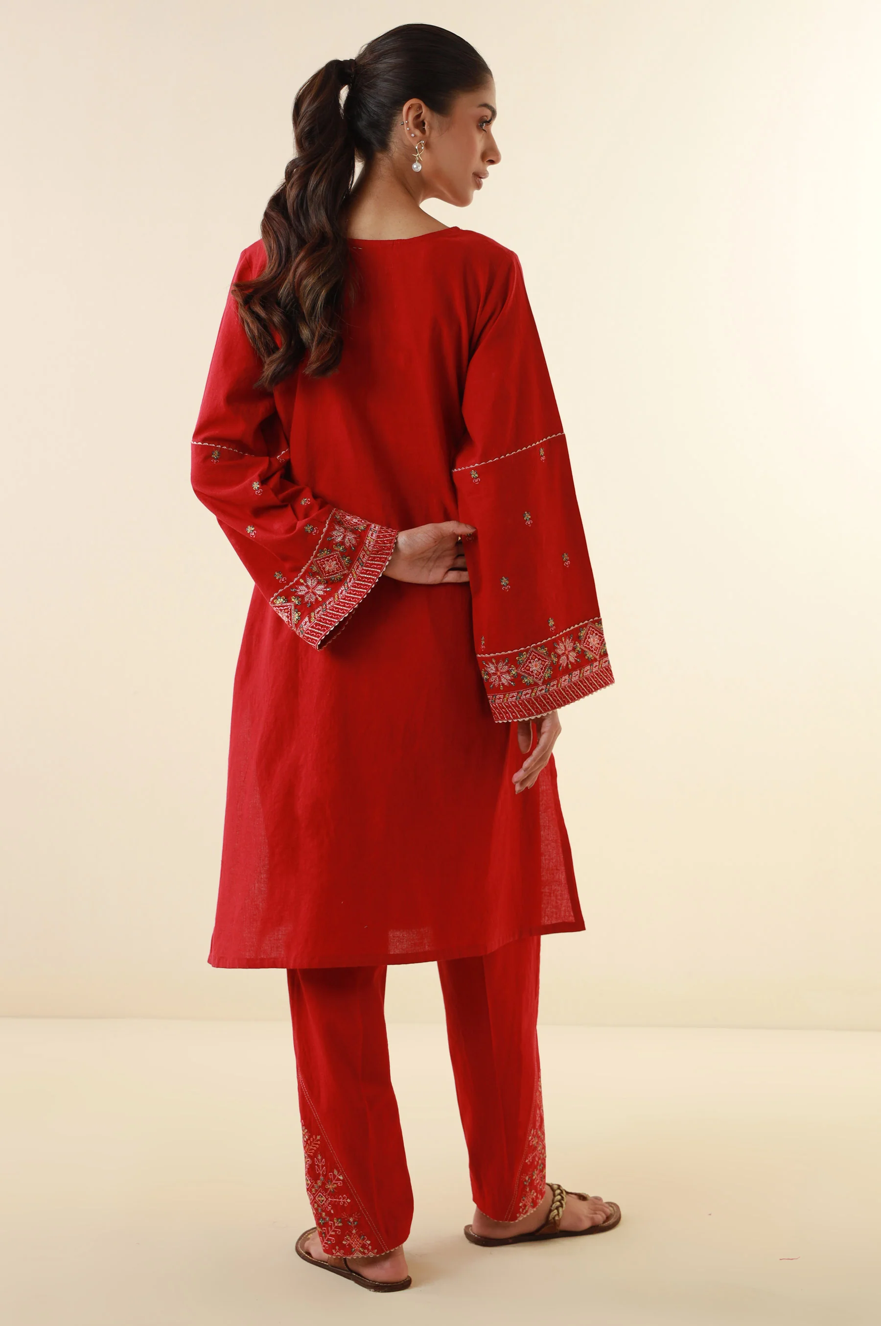 Stitched 2 Piece Embroidered Cambric Suit - Image 4