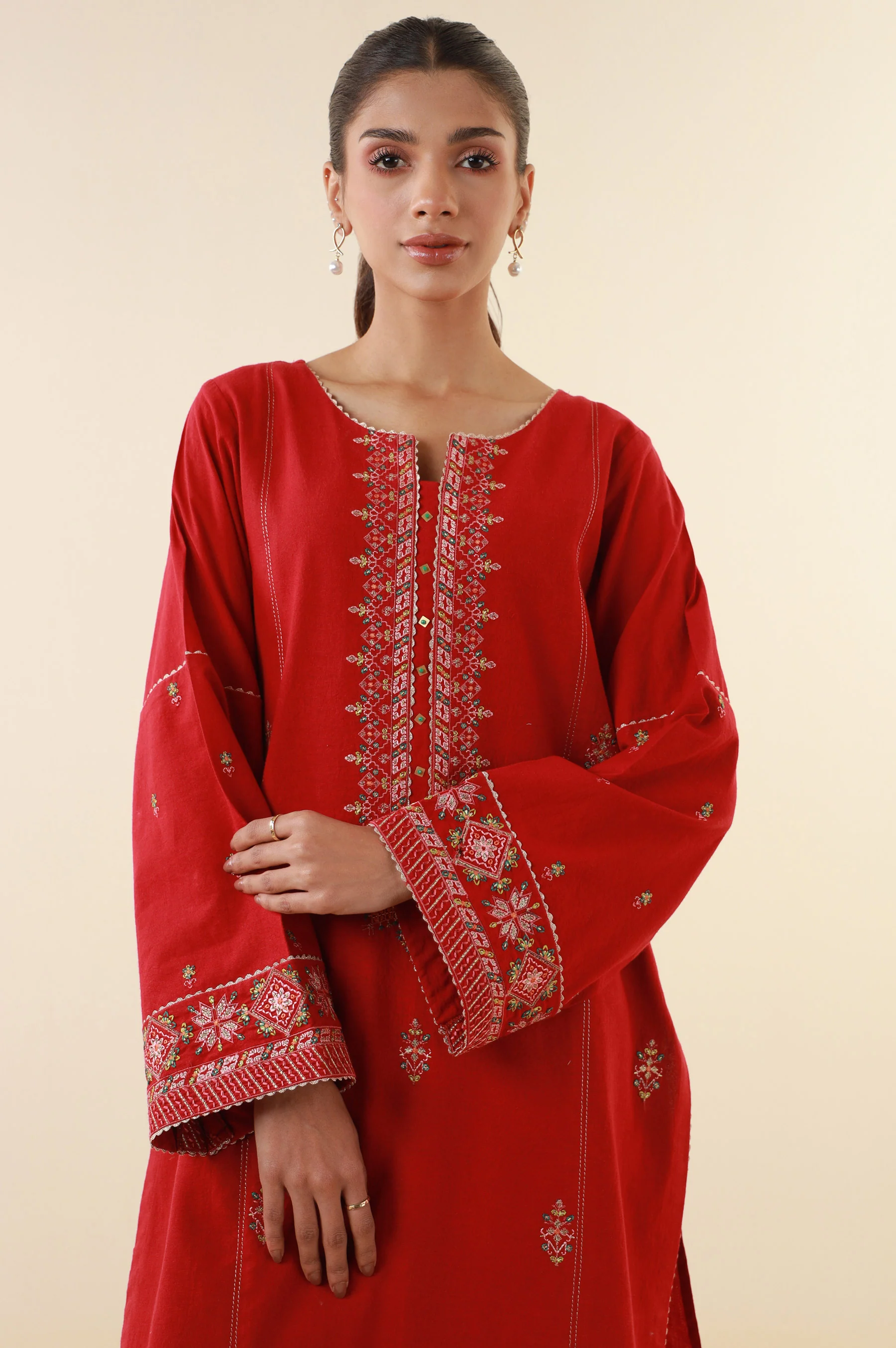 Stitched 2 Piece Embroidered Cambric Suit - Image 5