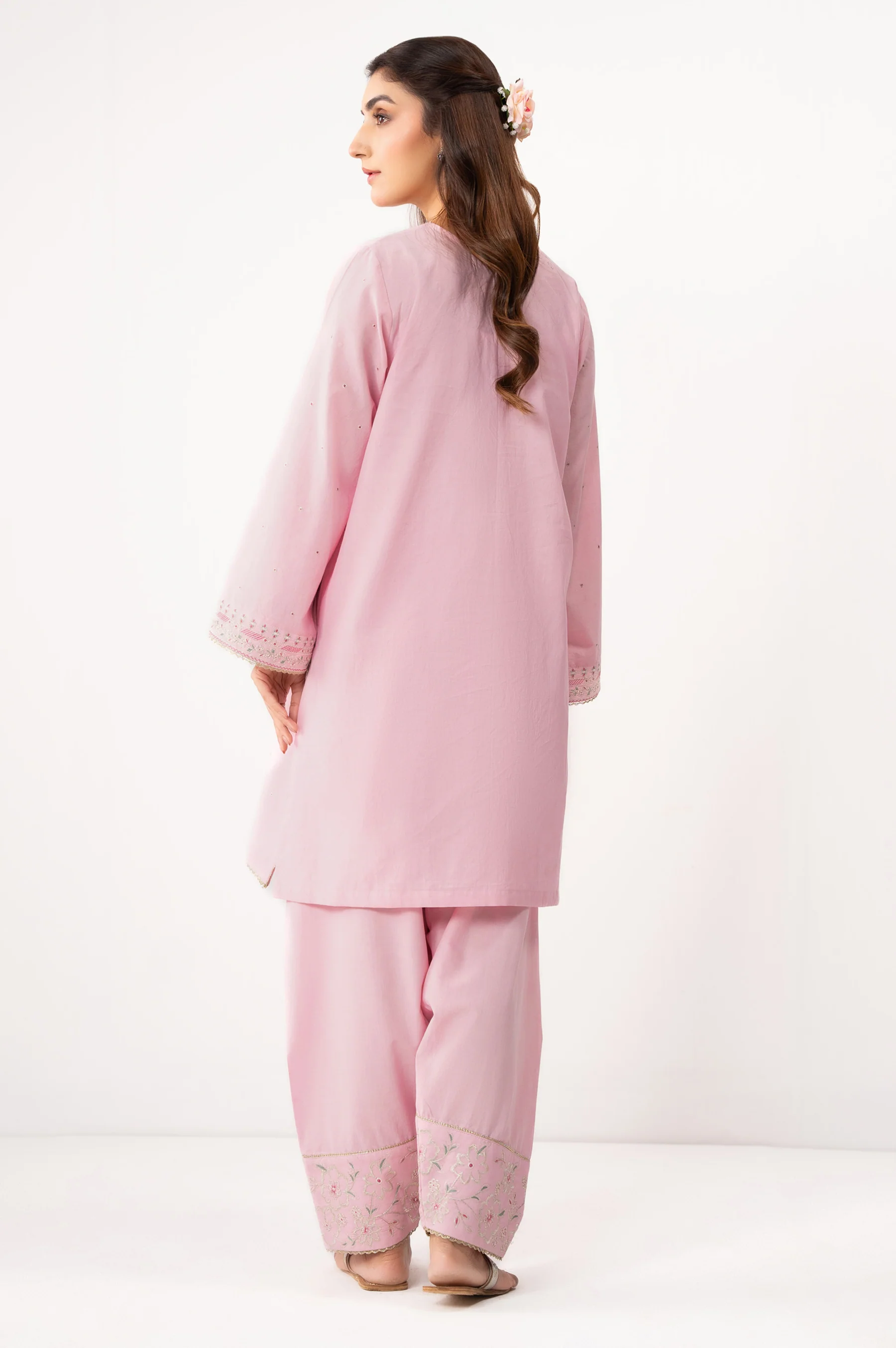 STITCHED EMBROIDERED CAMBRIC SHIRT BOTTOM - Image 4