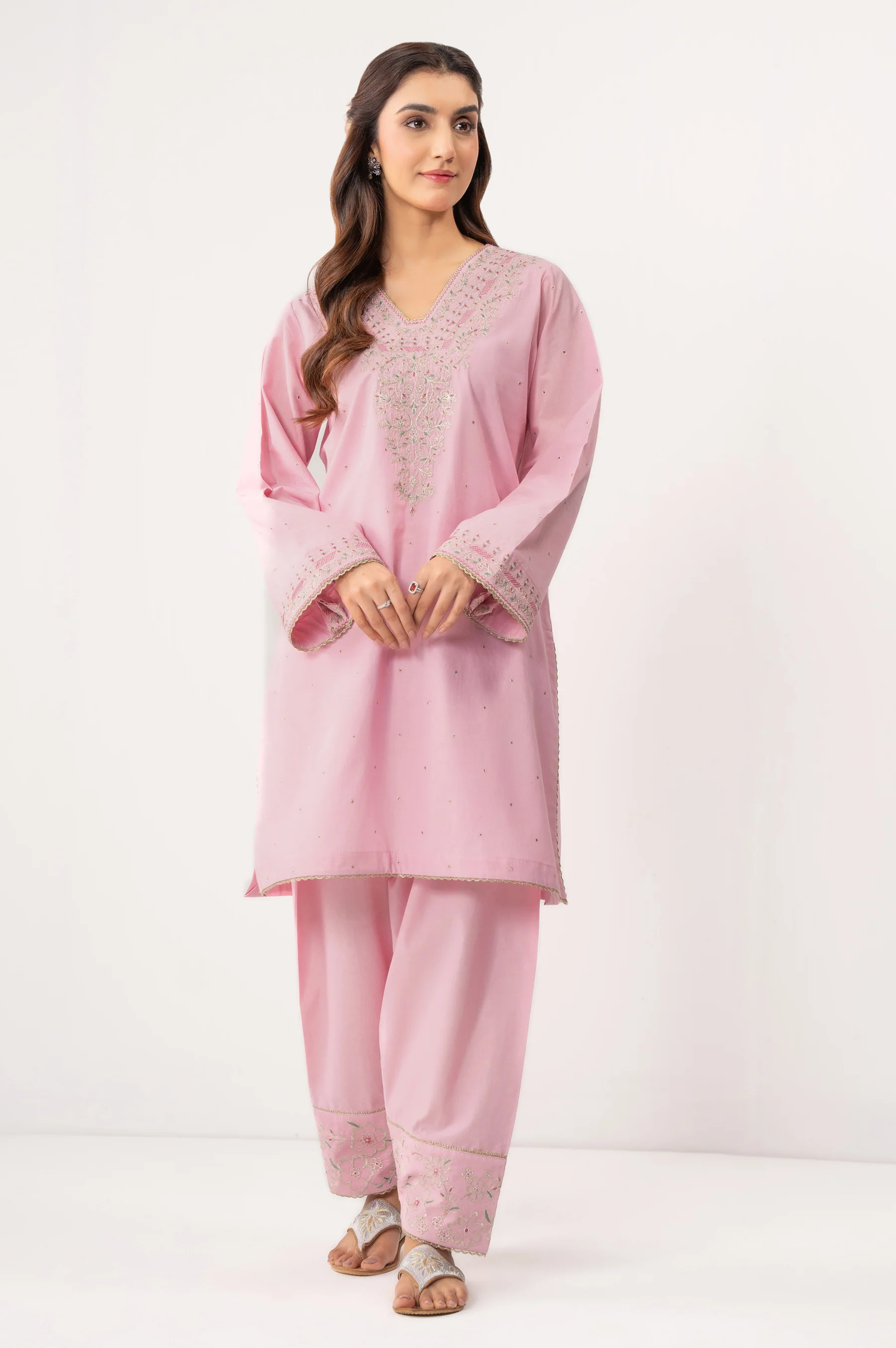 STITCHED EMBROIDERED CAMBRIC SHIRT BOTTOM - Image 5