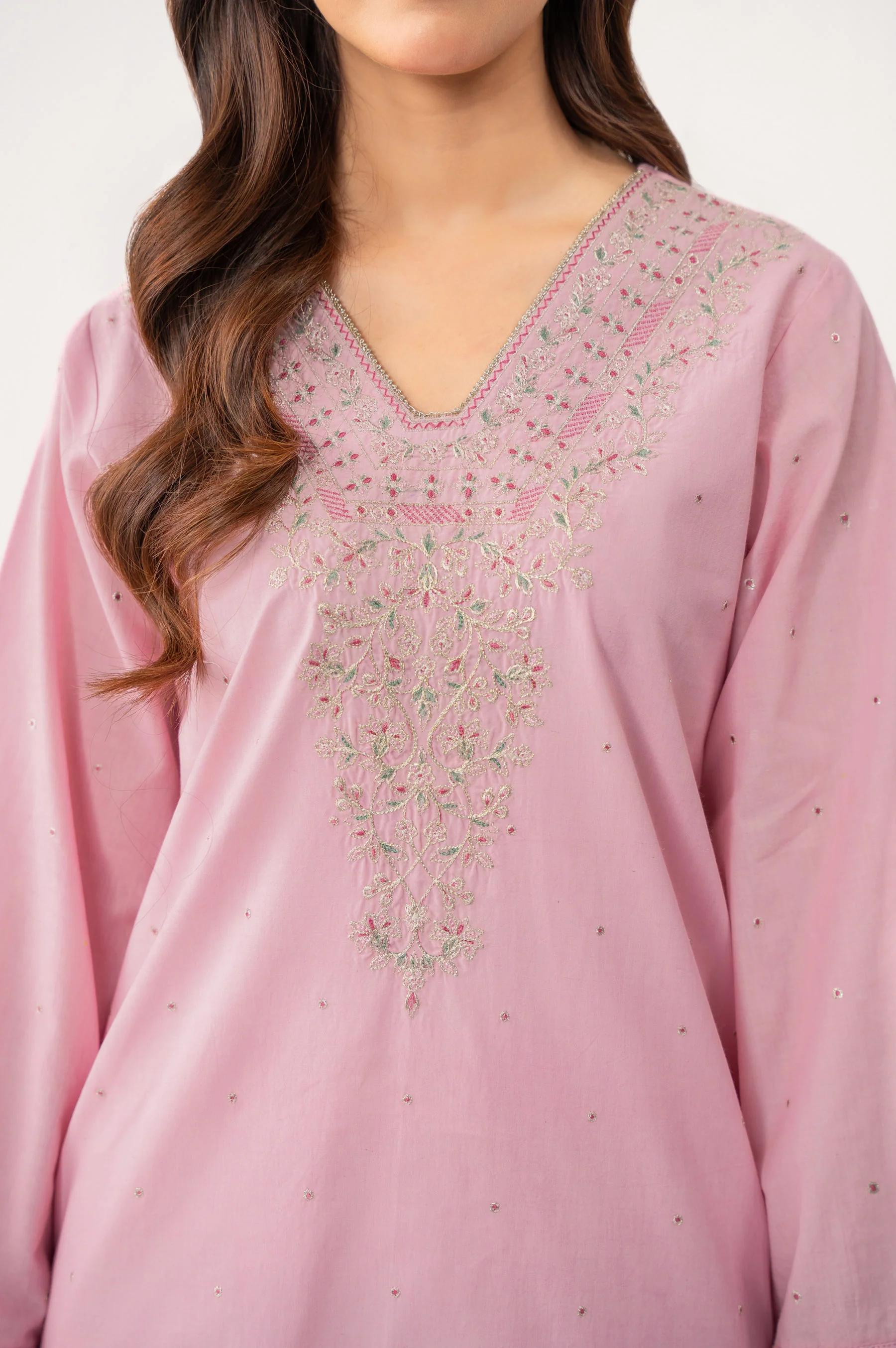 STITCHED EMBROIDERED CAMBRIC SHIRT BOTTOM - Image 6