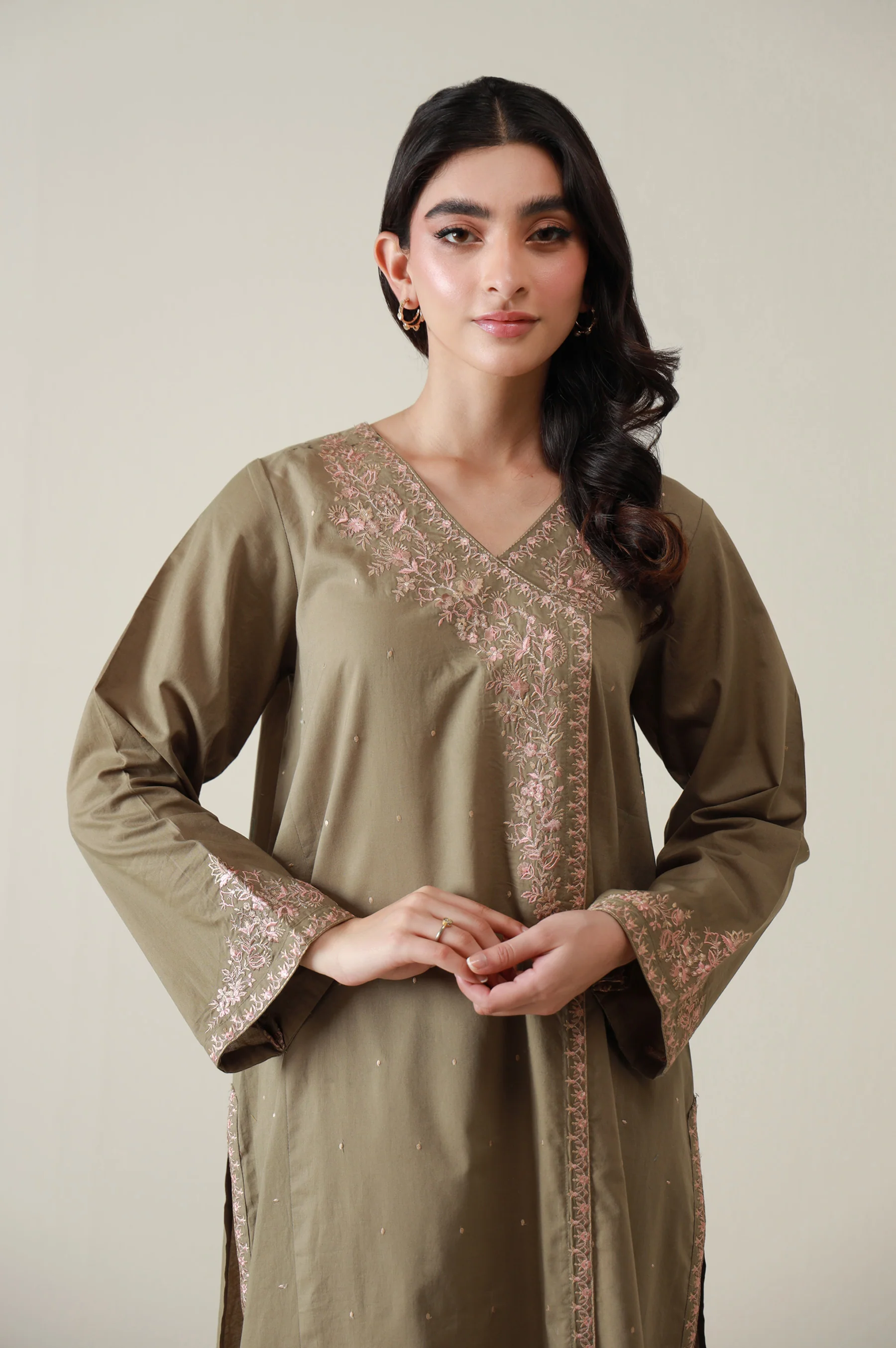 Stitched 2 Piece Embroidered Cambric Suit - Image 2