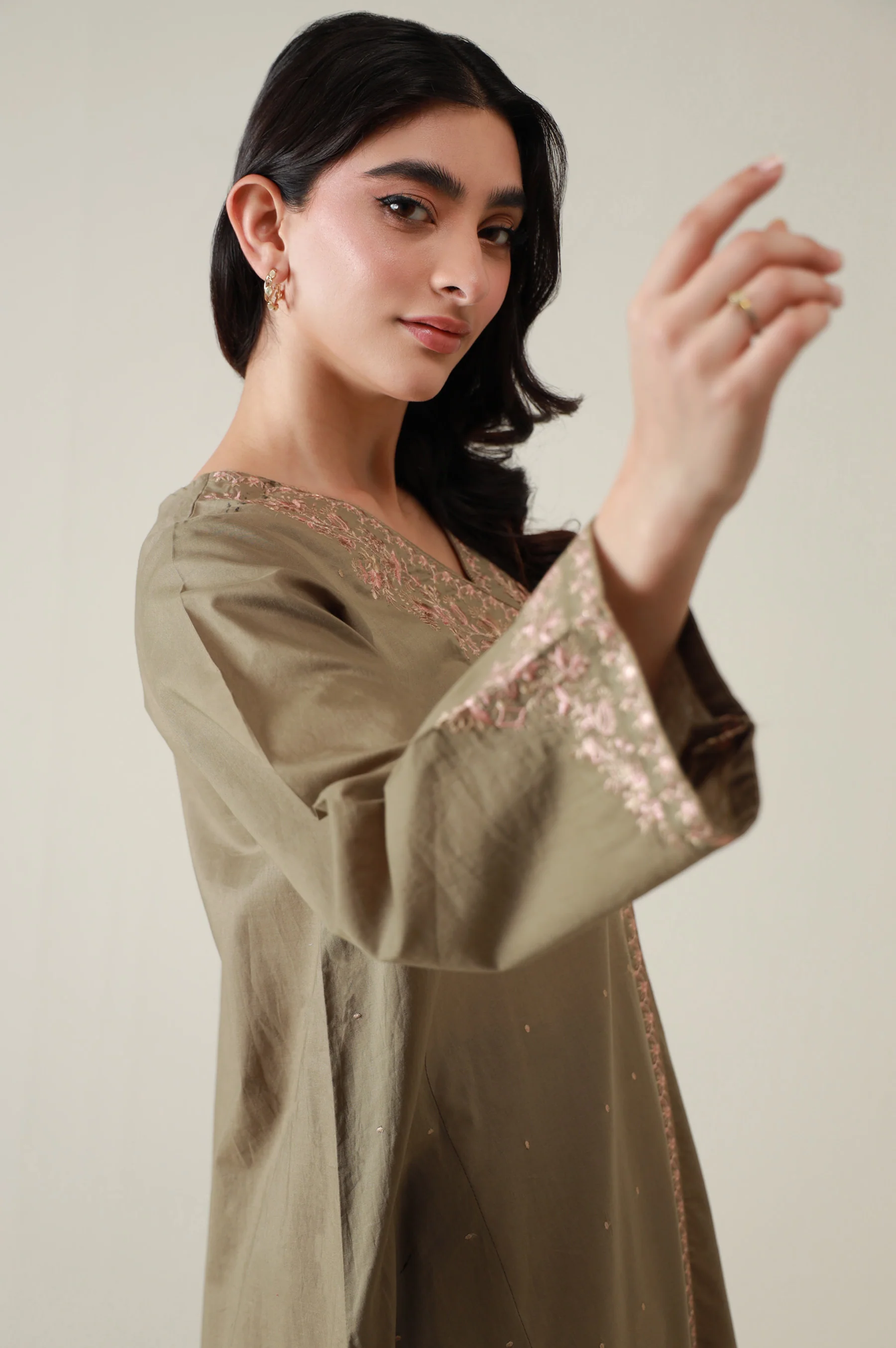 Stitched 2 Piece Embroidered Cambric Suit - Image 3