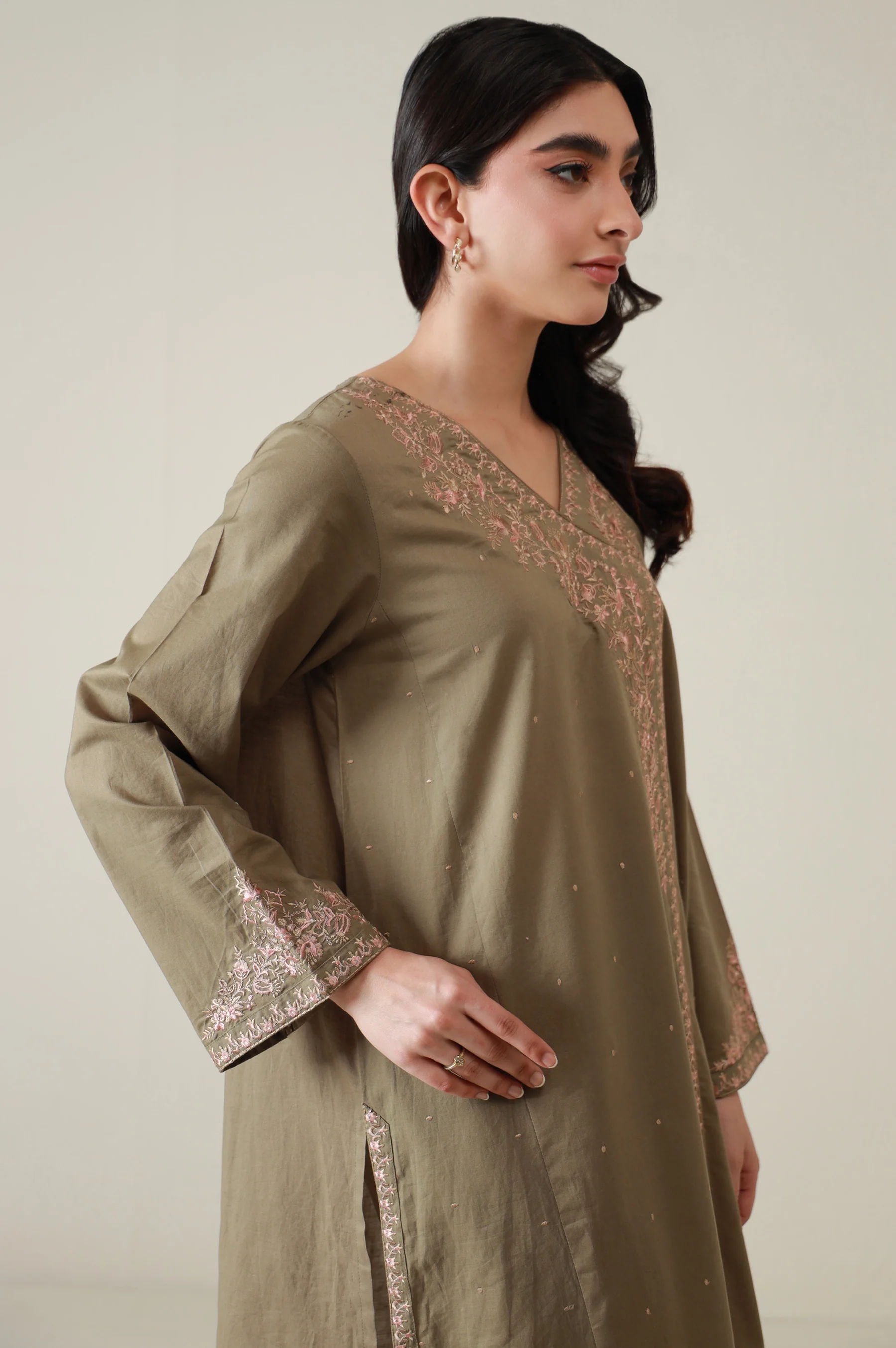 Stitched 2 Piece Embroidered Cambric Suit - Image 4