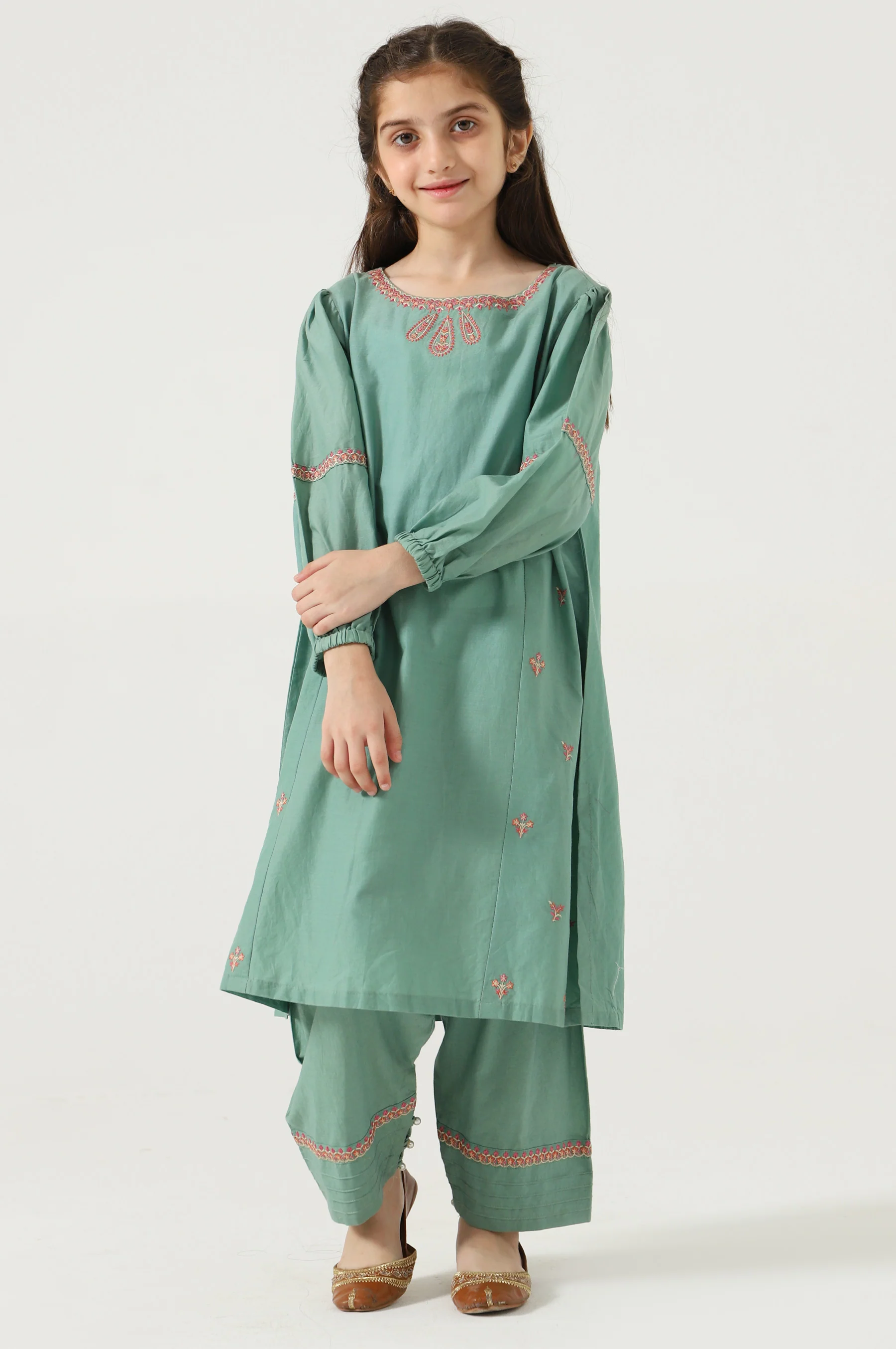 Stitched 2 Piece Embroidered Cambric Suit - Image 2