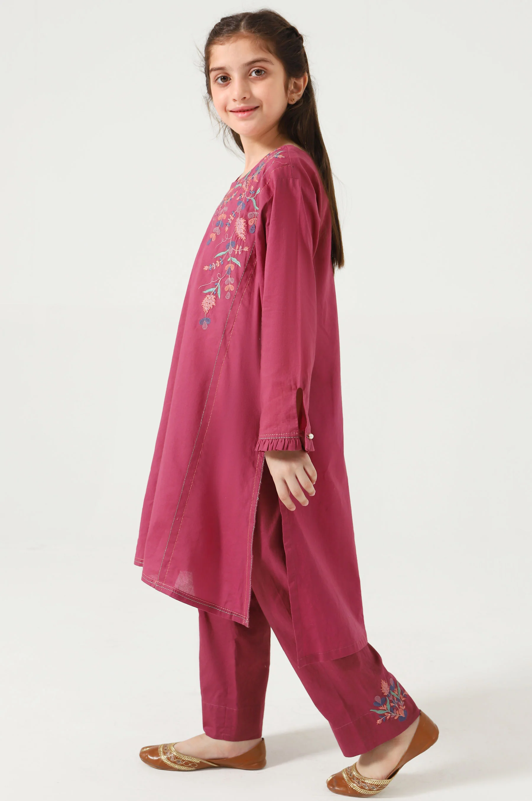 Stitched 2 Piece Embroidered Cambric Suit - Image 4