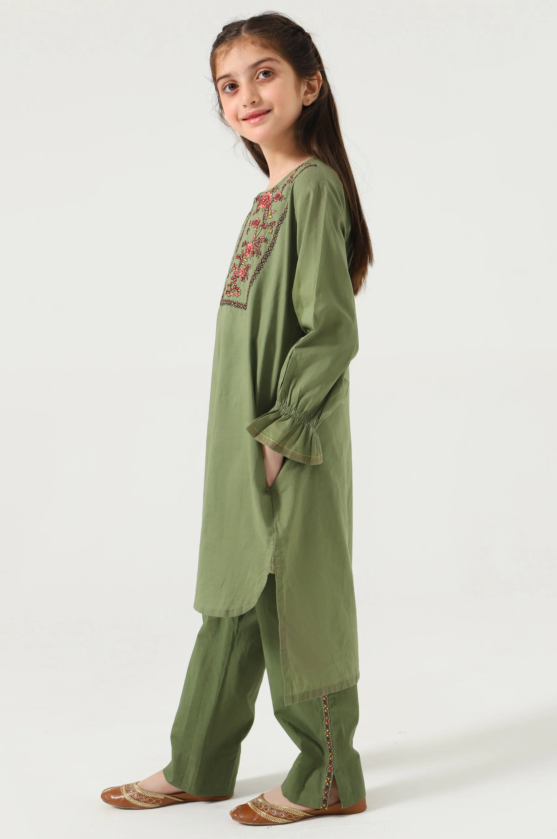 Stitched 2 Piece Embroidered Cambric Suit - Image 5
