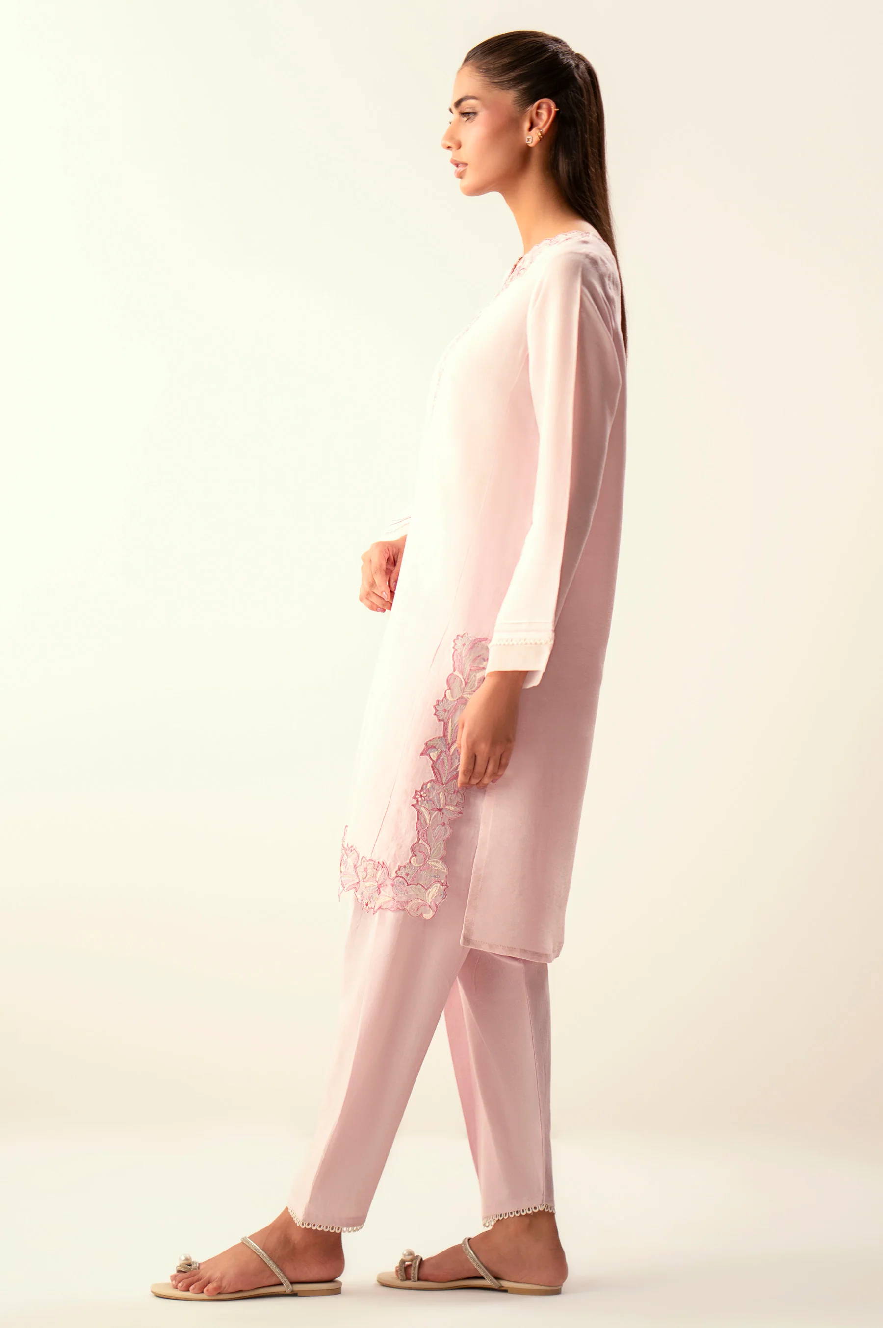 Stitched 2 Piece Embroidered Cambric Zari Suit - Image 5