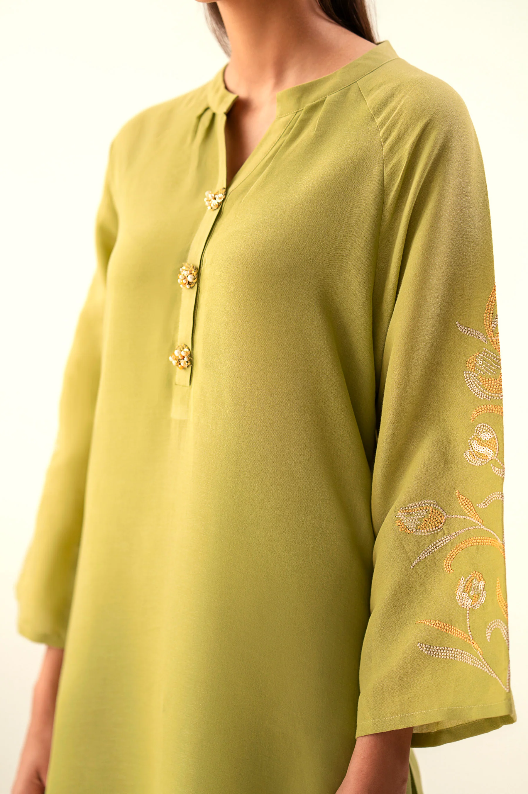 Stitched 2 Piece Embroidered Cambric Zari Suit - Image 2