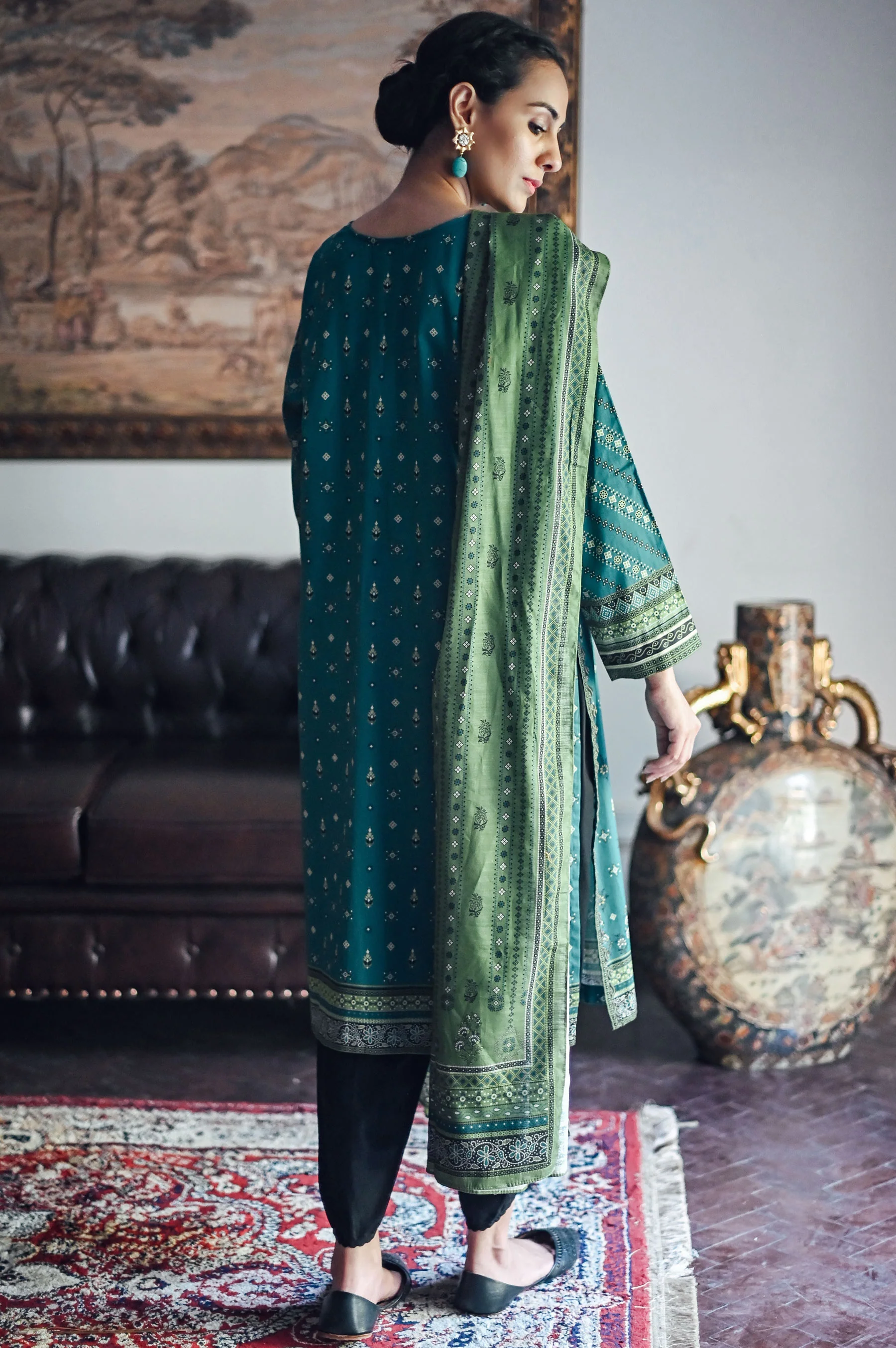 Stitched 2 Piece Embroidered Cottel Suit - Image 2