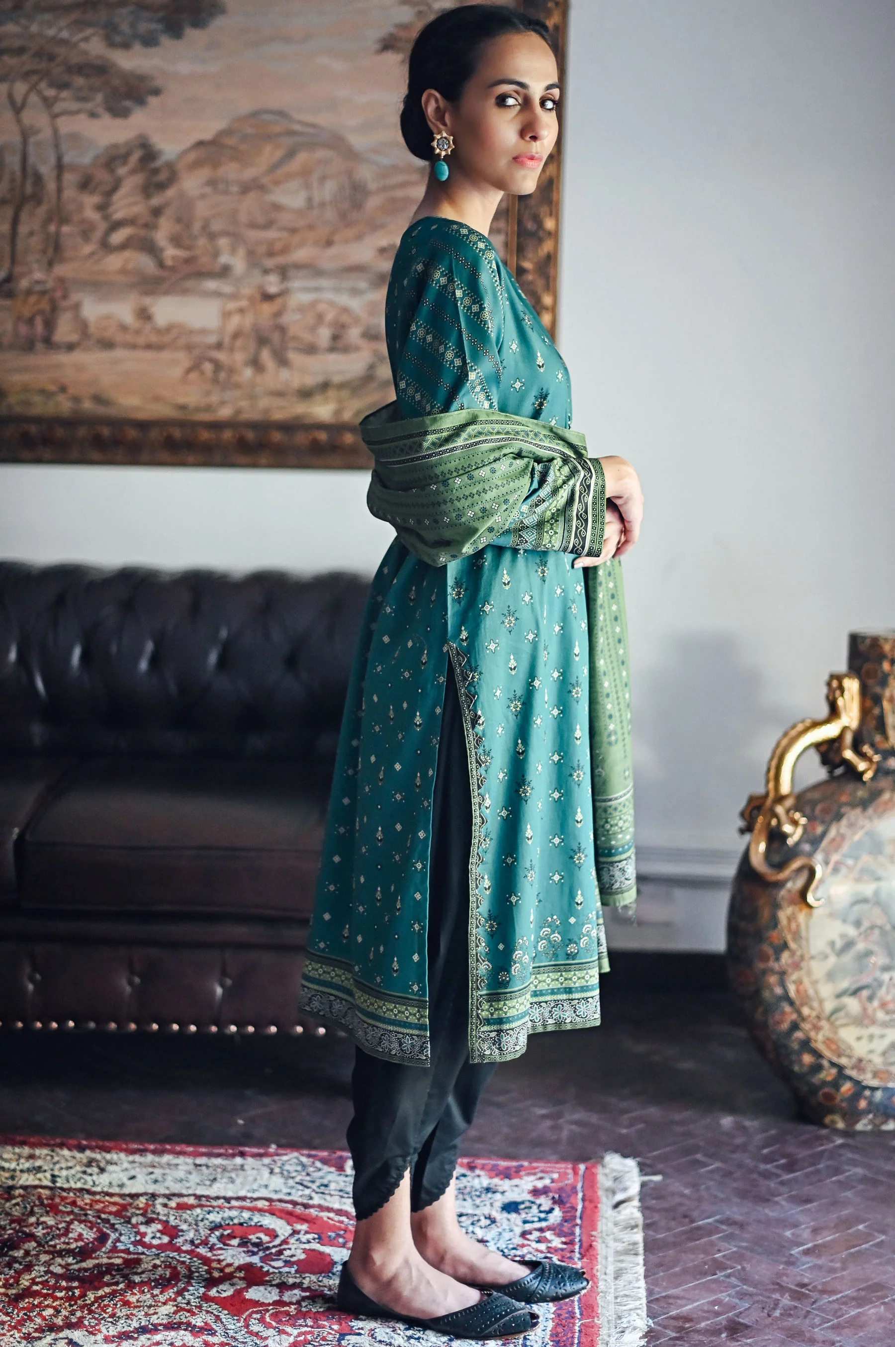 Stitched 2 Piece Embroidered Cottel Suit - Image 4