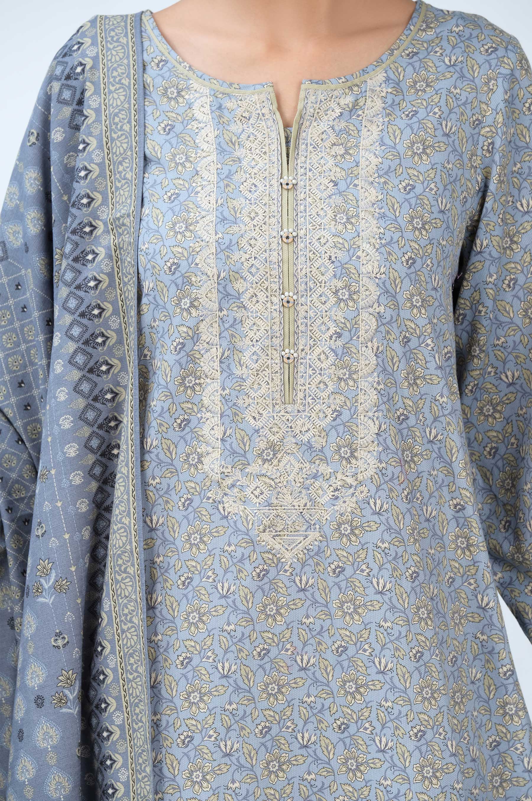 Stitched 2 Piece Embroidered Cottel with Khaddar Suit - Image 4