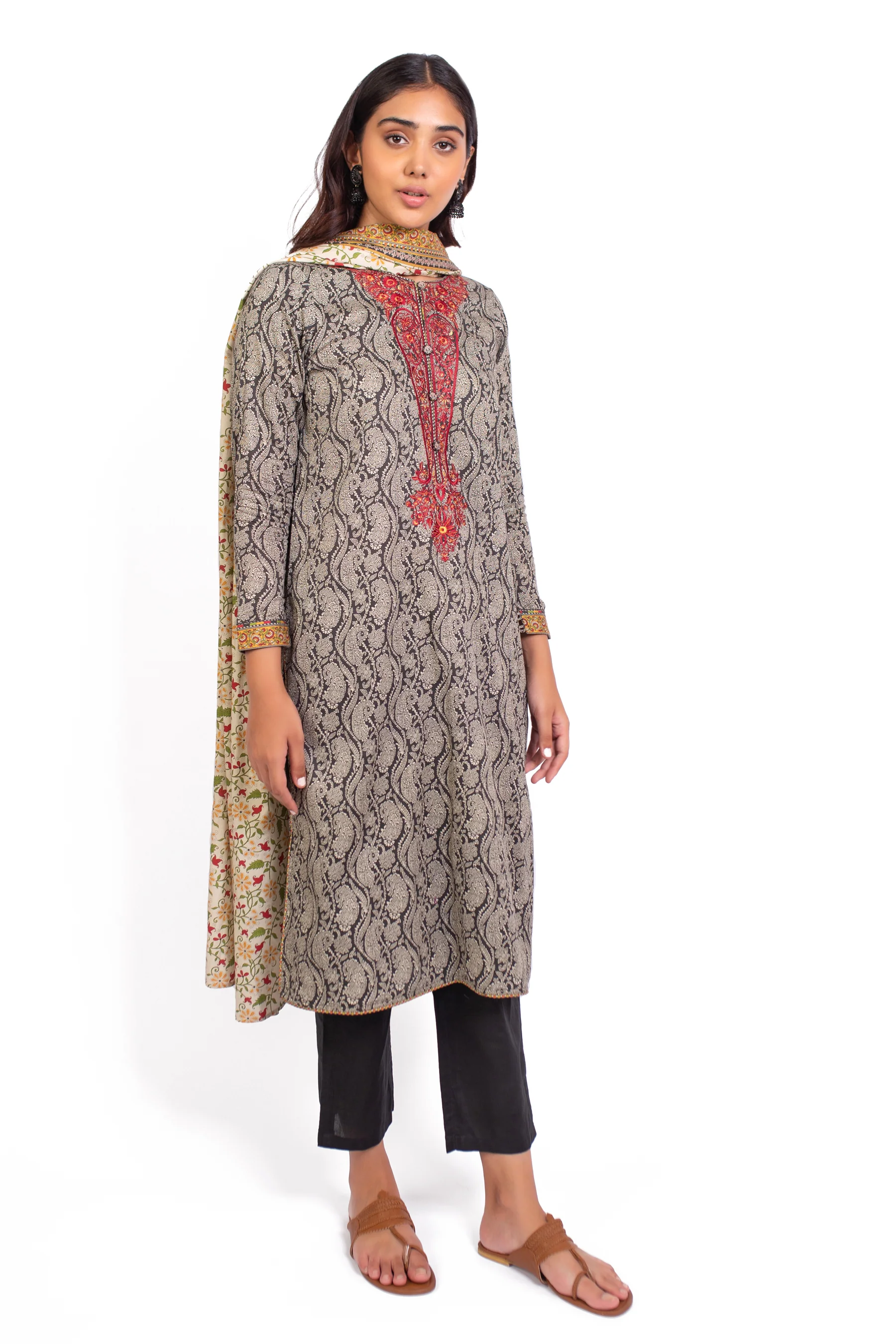Stitched 2 Piece Embroidered Cottel Suit - Image 3