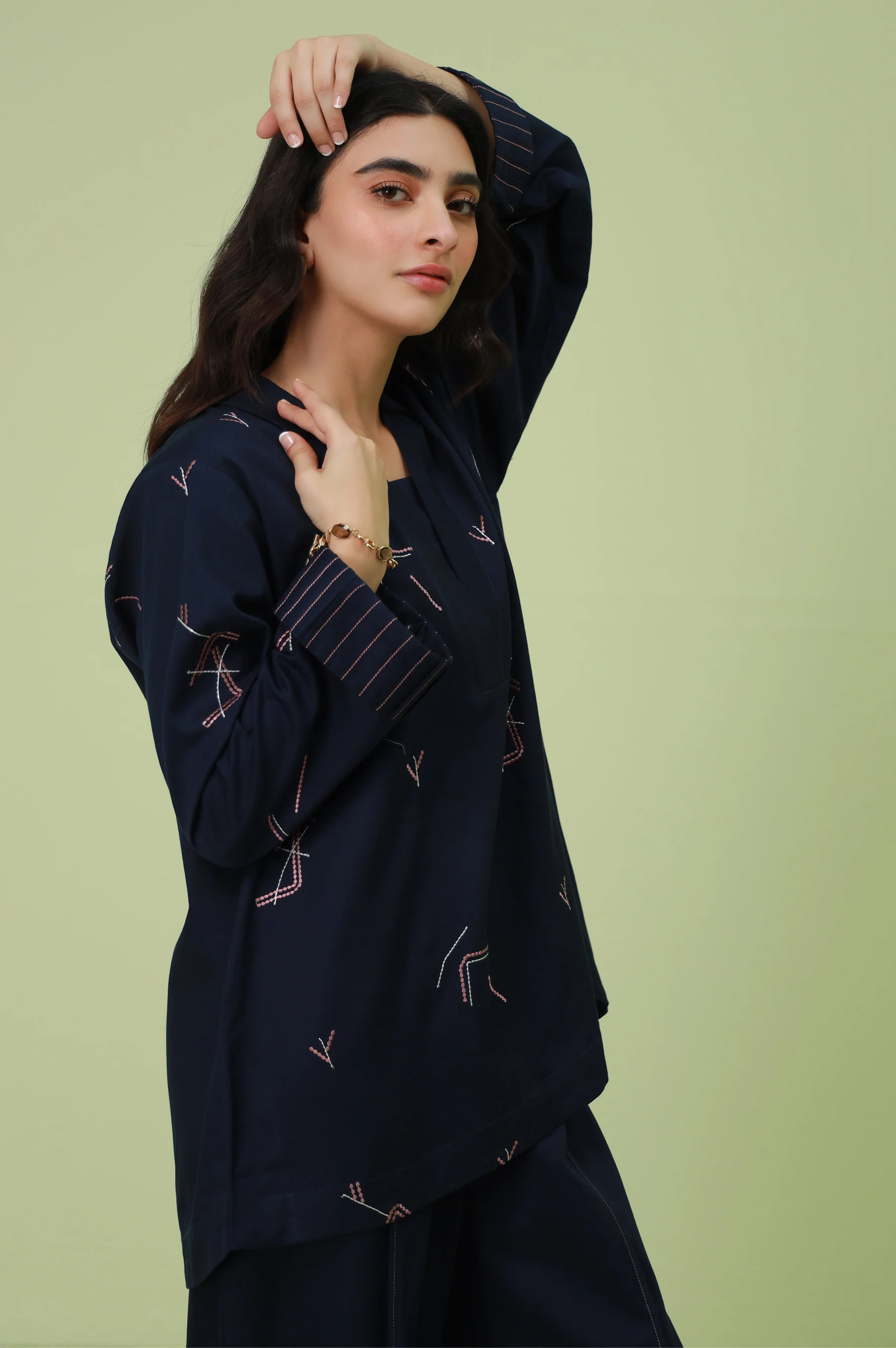 Stitched 2 Pc Embroidered Cottel Co-Ord - Image 2